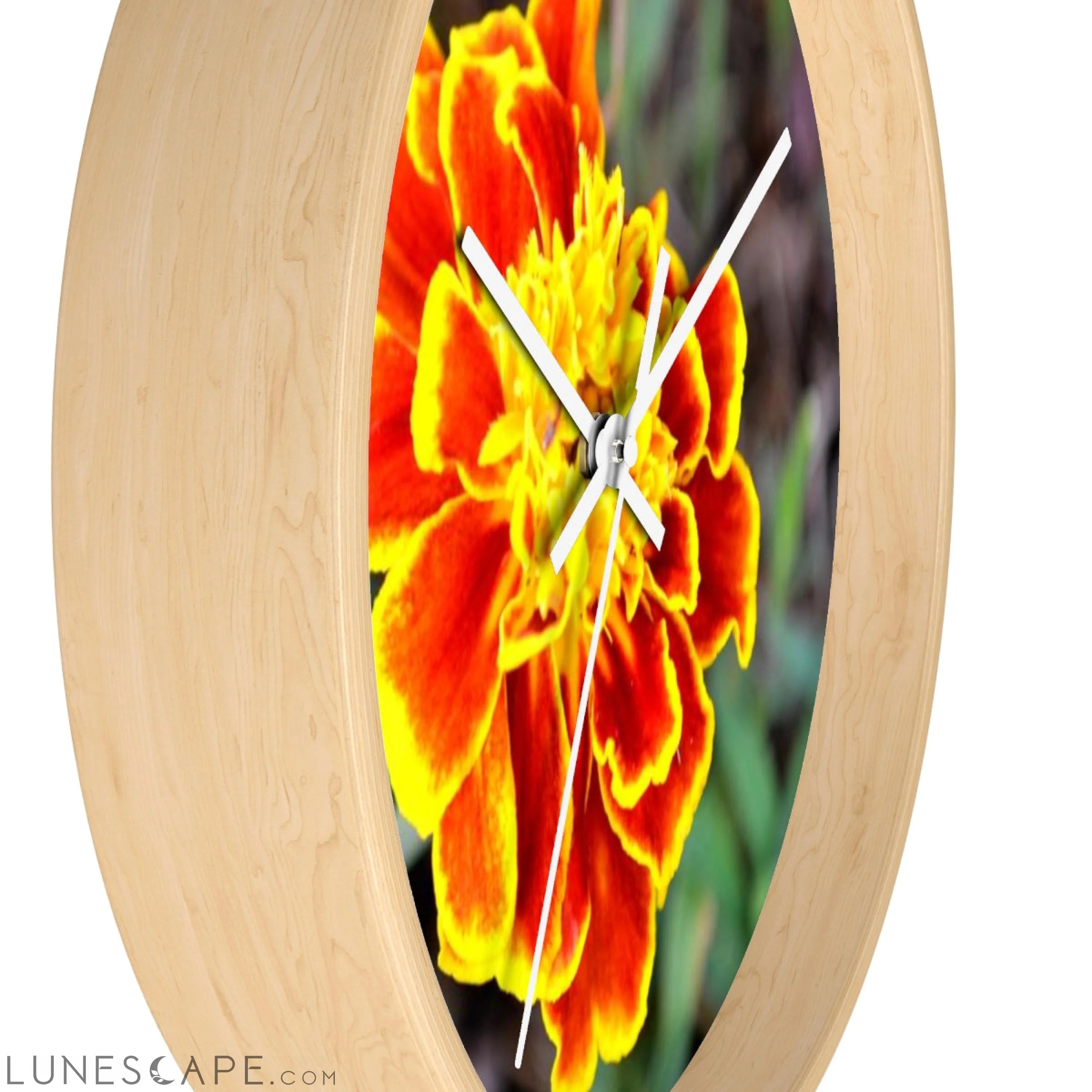 Red and Yellow Flower Wall clock LUNESCAPE