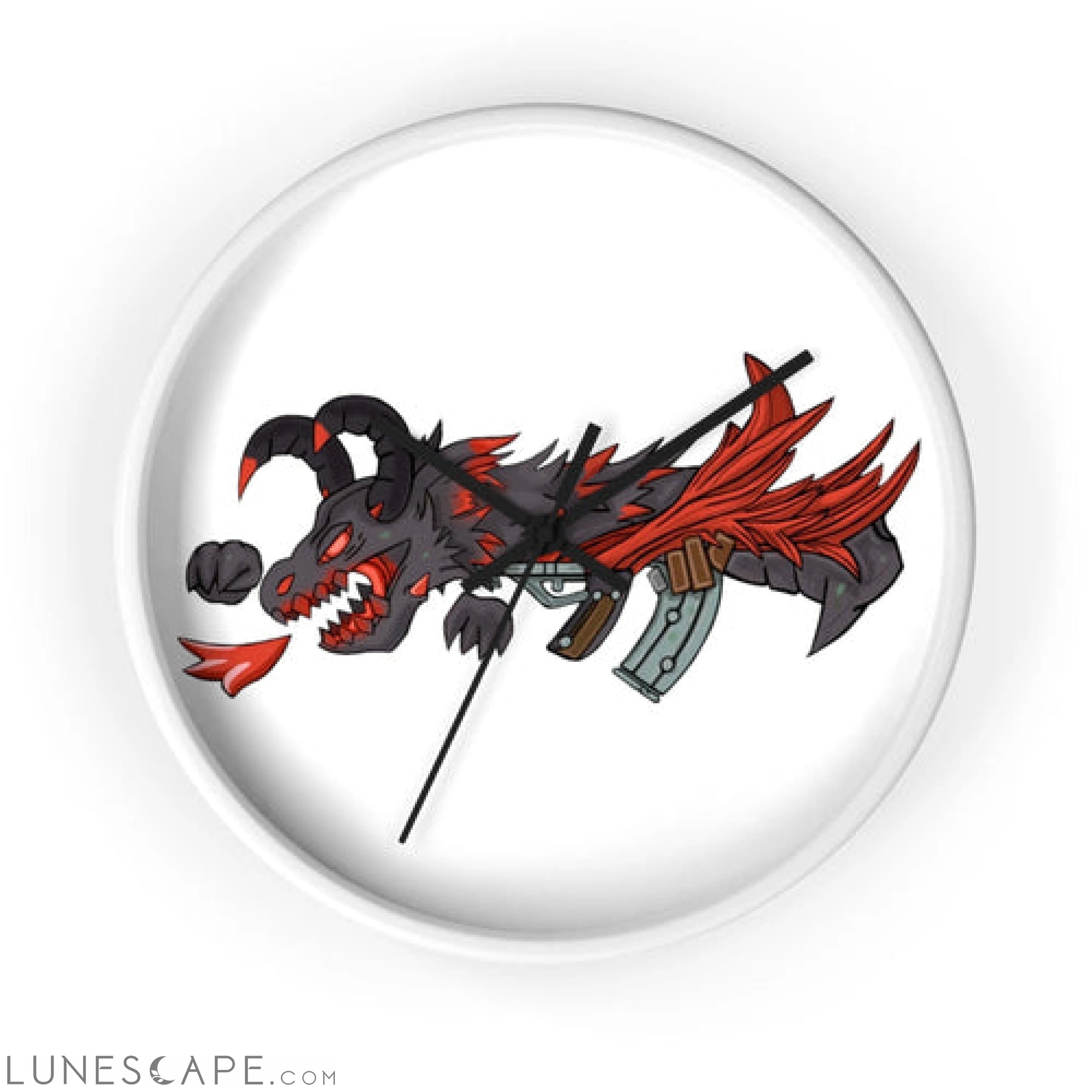 Red Black Dragon Gun Wall clock LUNESCAPE