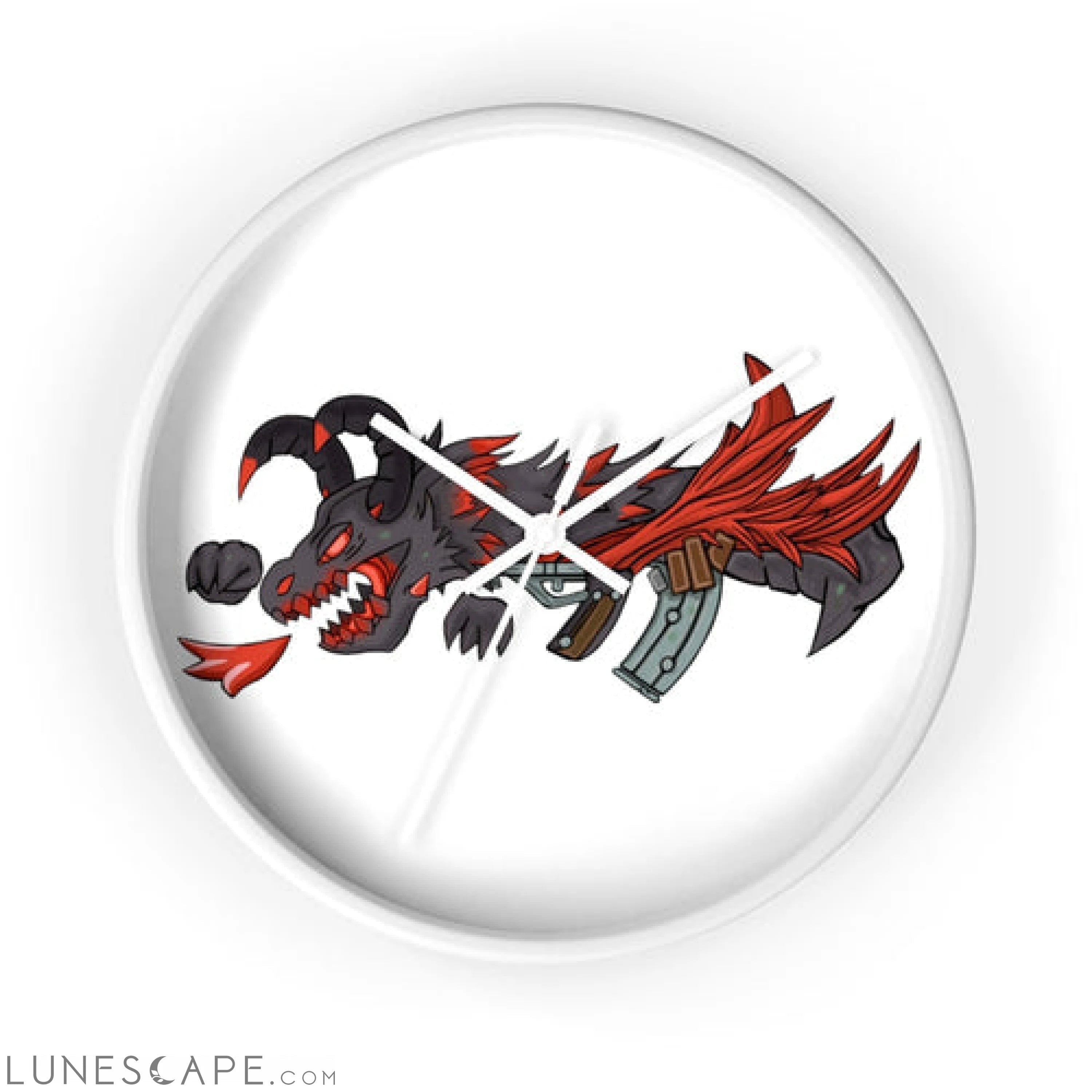 Red Black Dragon Gun Wall clock LUNESCAPE