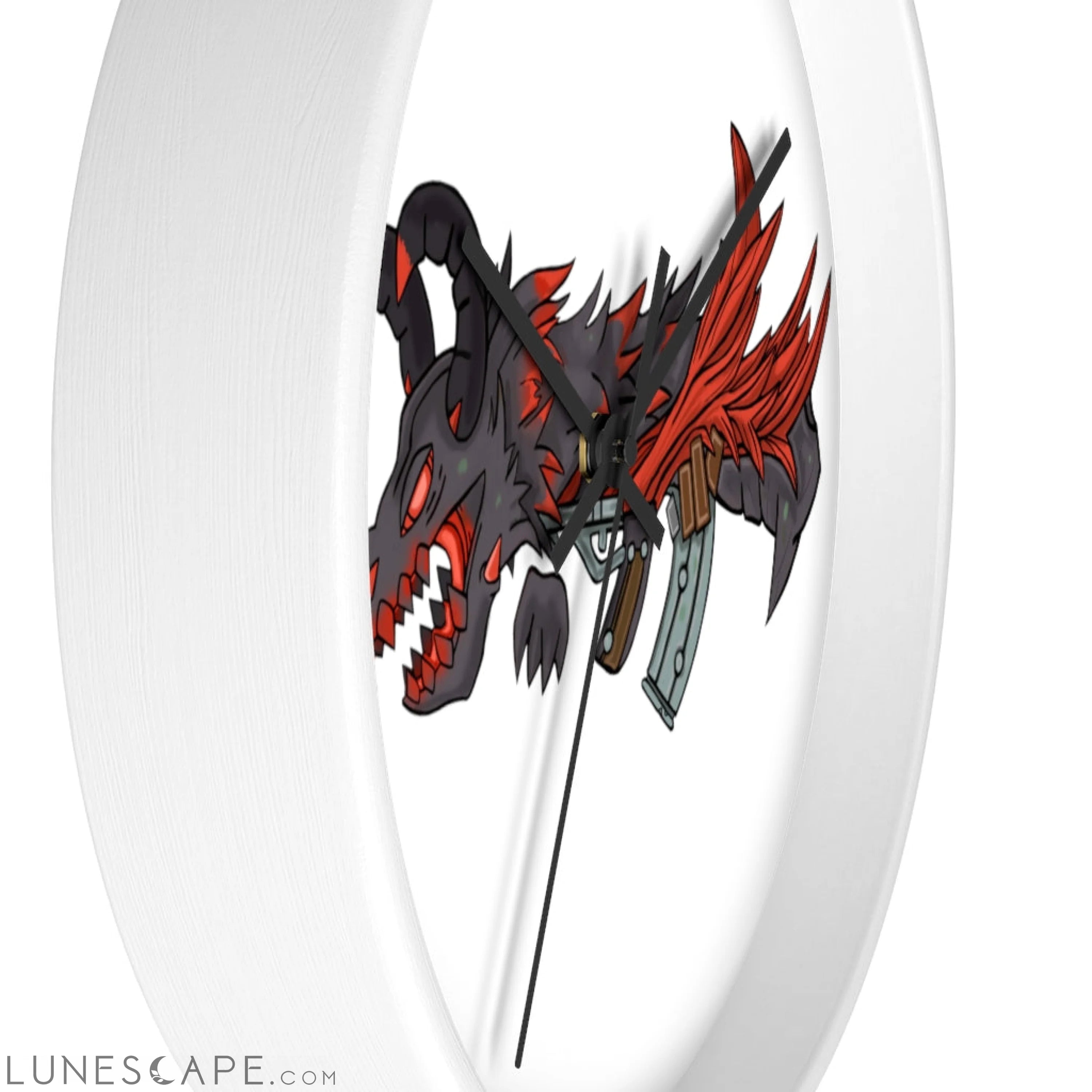 Red Black Dragon Gun Wall clock LUNESCAPE