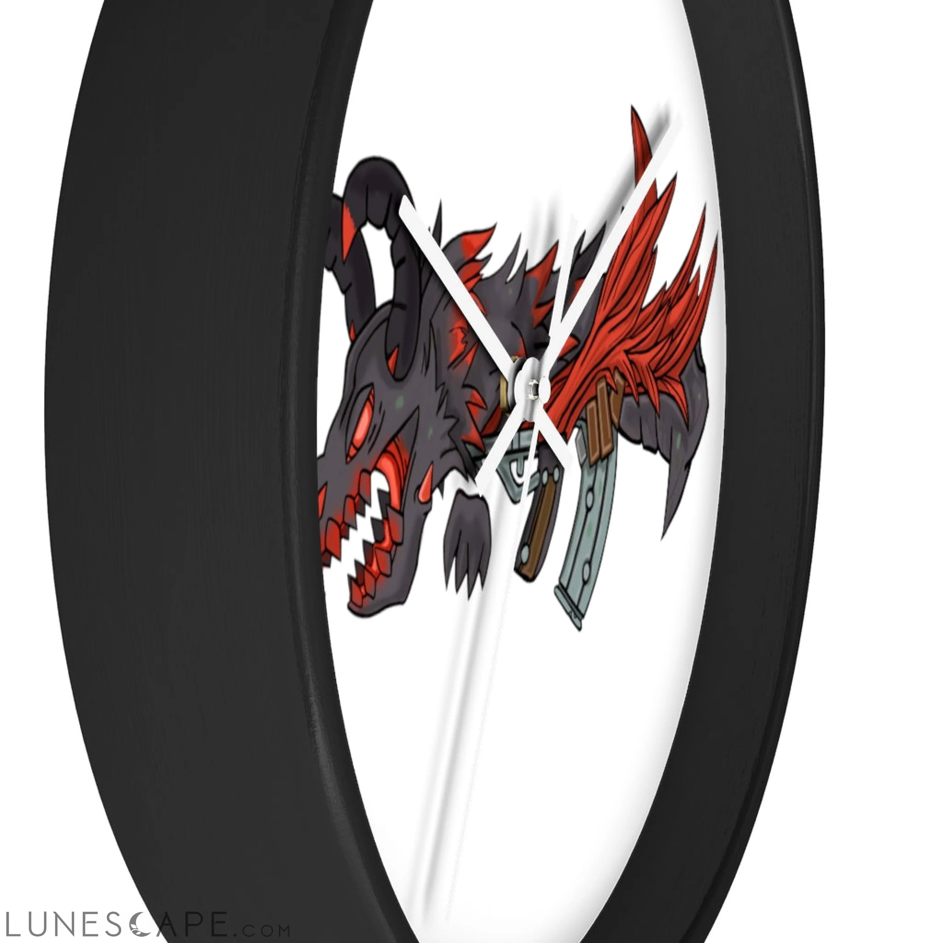 Red Black Dragon Gun Wall clock LUNESCAPE