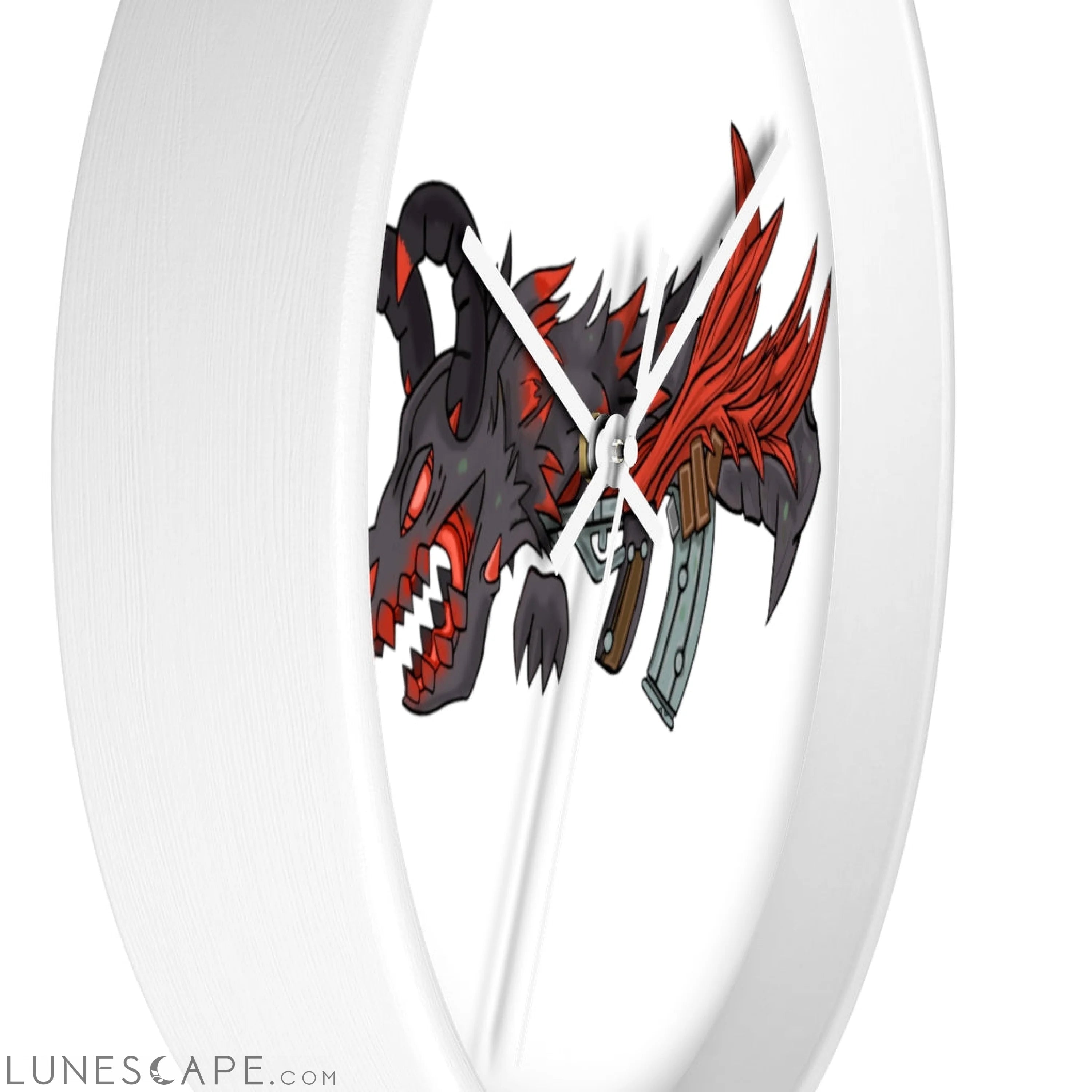 Red Black Dragon Gun Wall clock LUNESCAPE