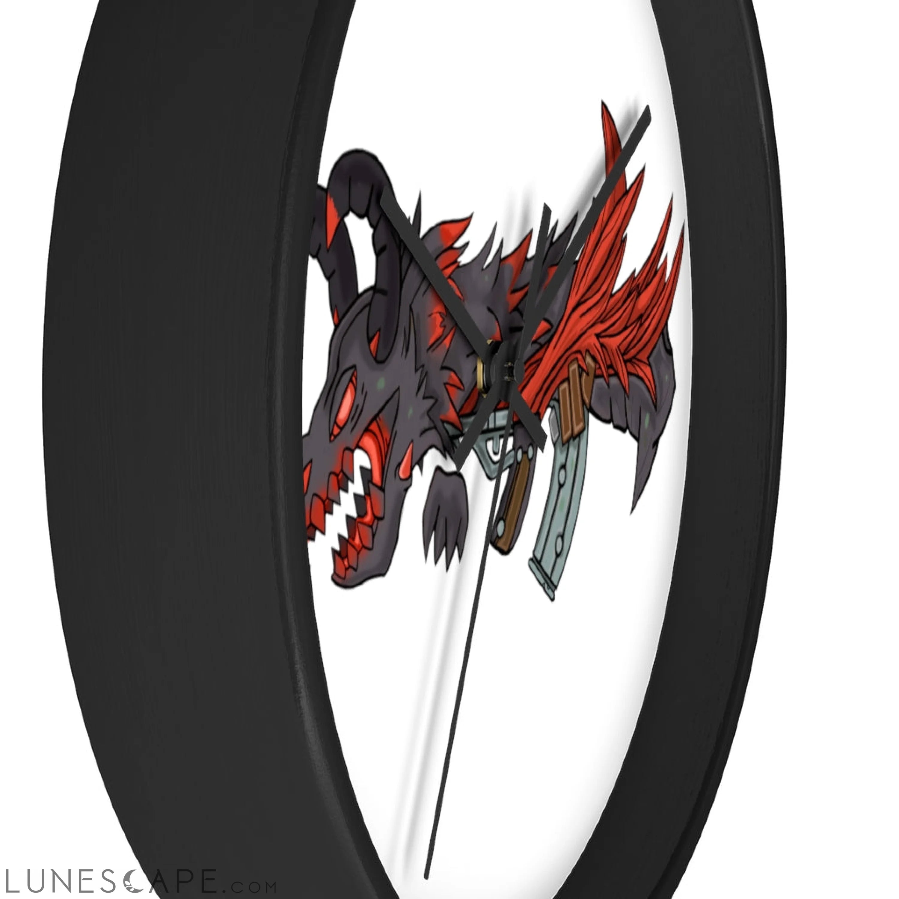 Red Black Dragon Gun Wall clock LUNESCAPE