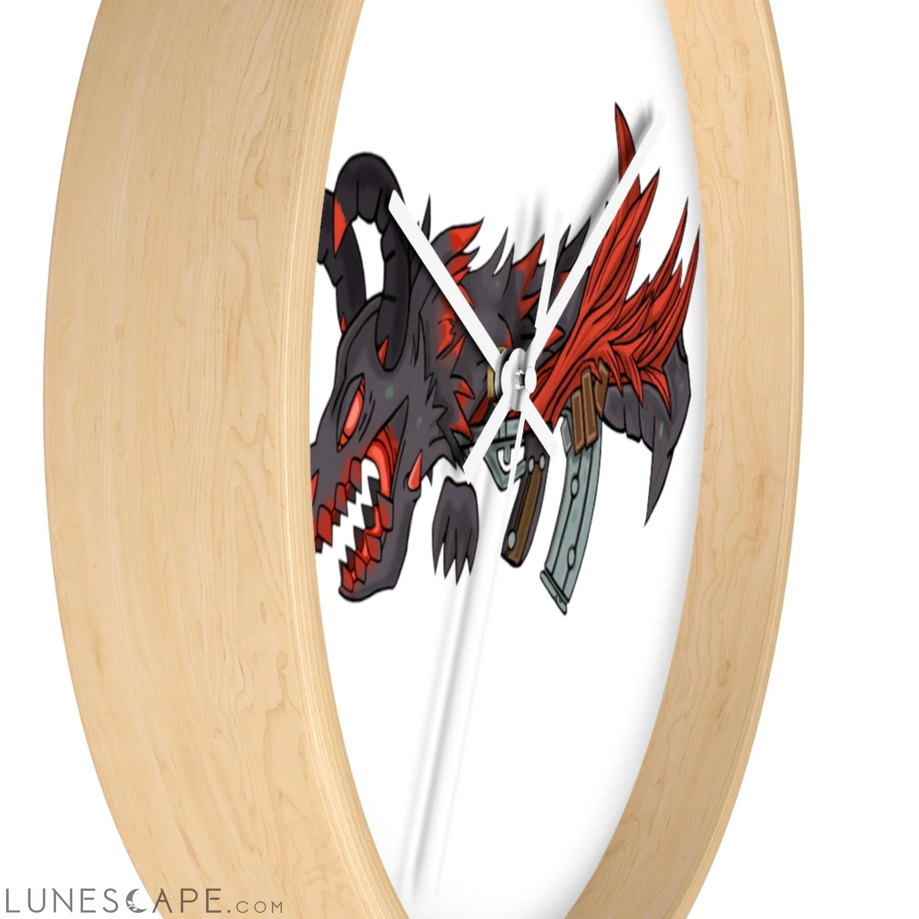 Red Black Dragon Gun Wall clock LUNESCAPE