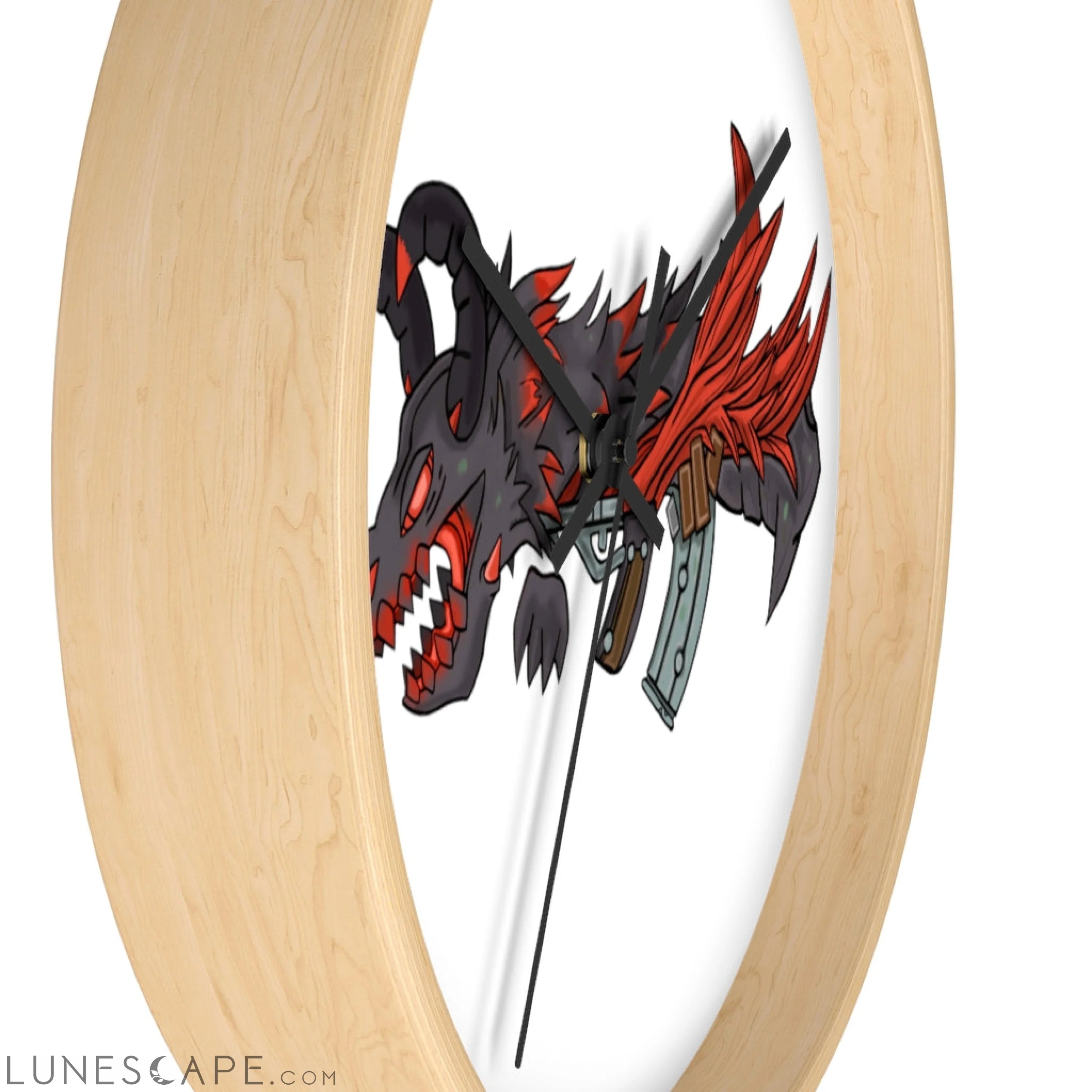 Red Black Dragon Gun Wall clock LUNESCAPE