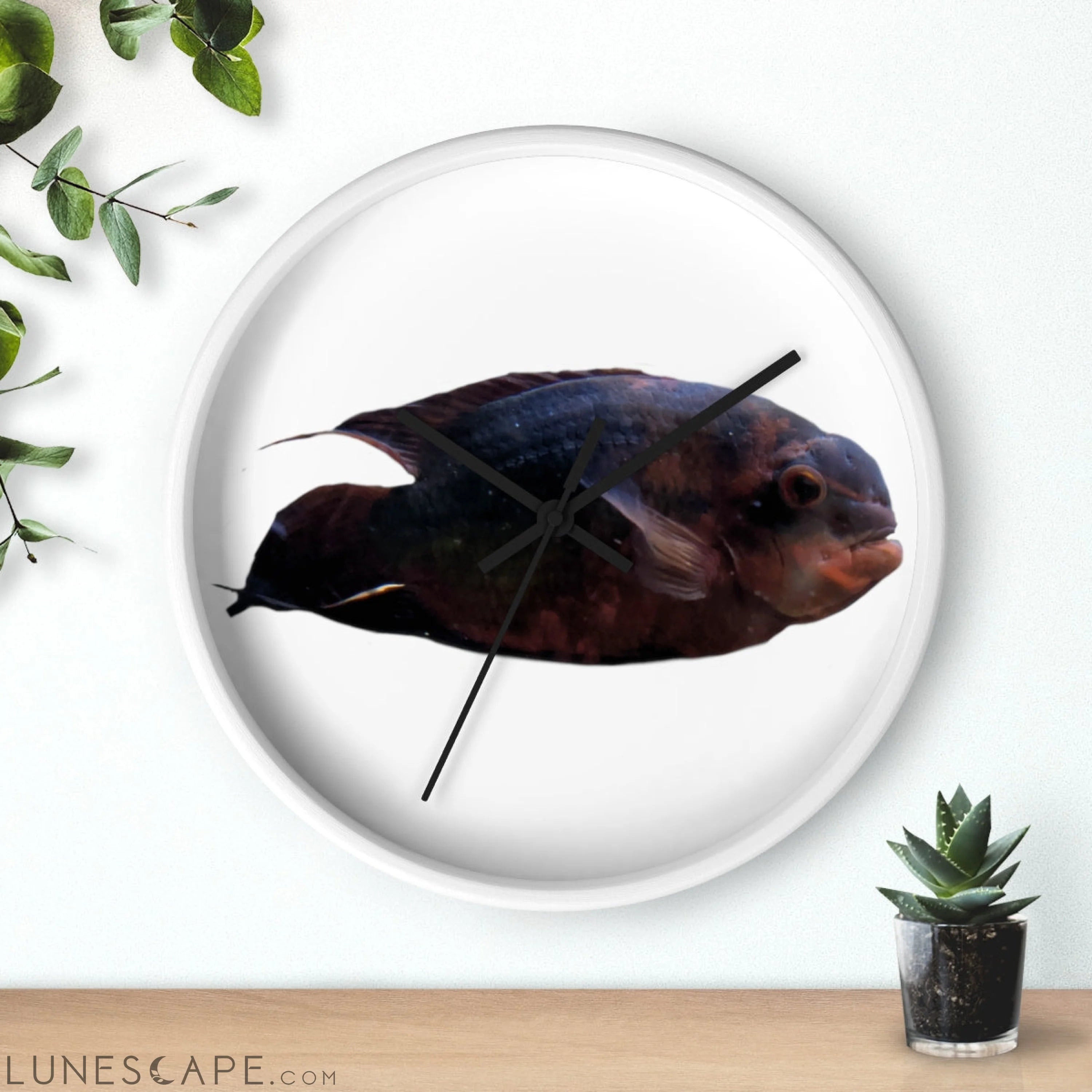 Red Black Fish Wall clock LUNESCAPE