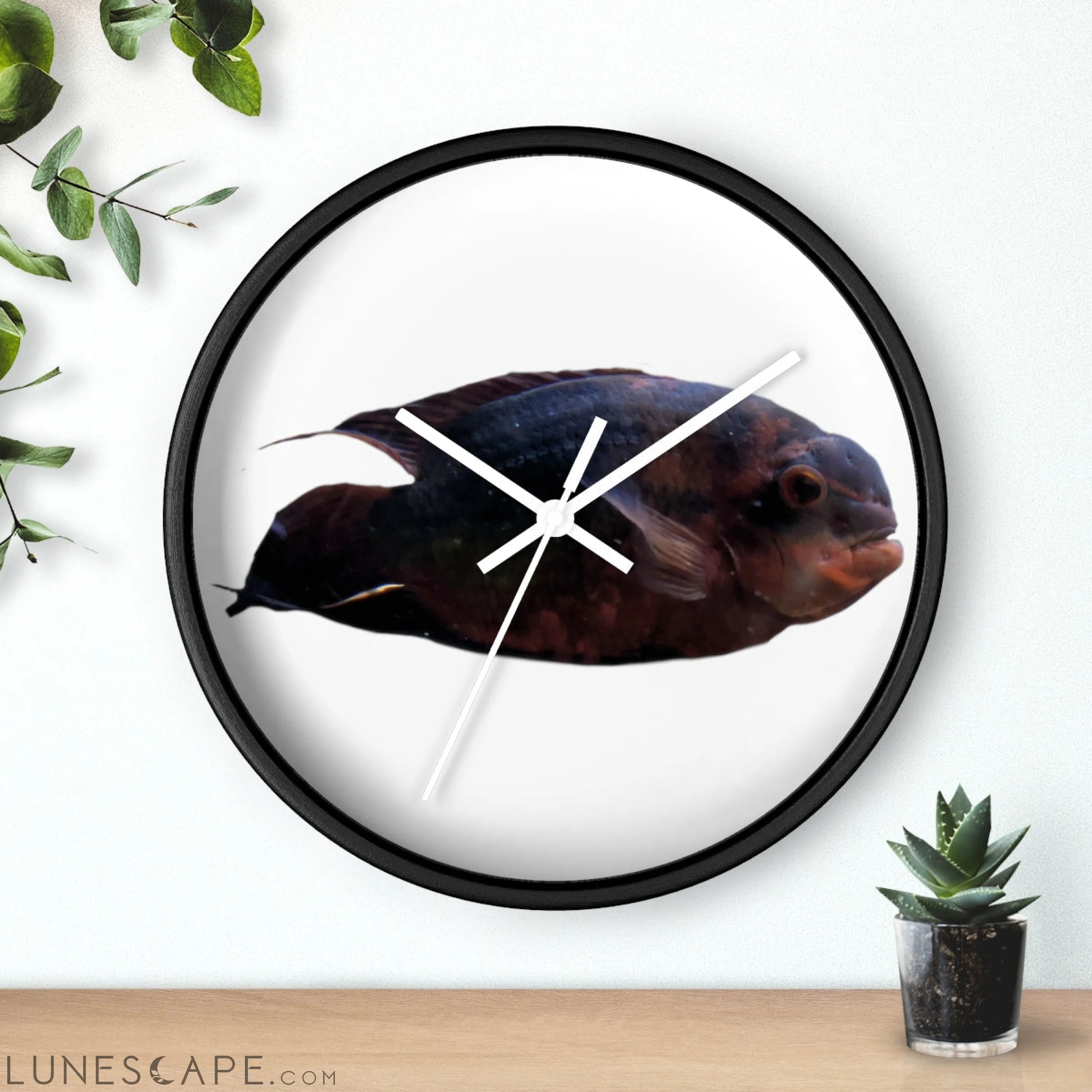 Red Black Fish Wall clock LUNESCAPE