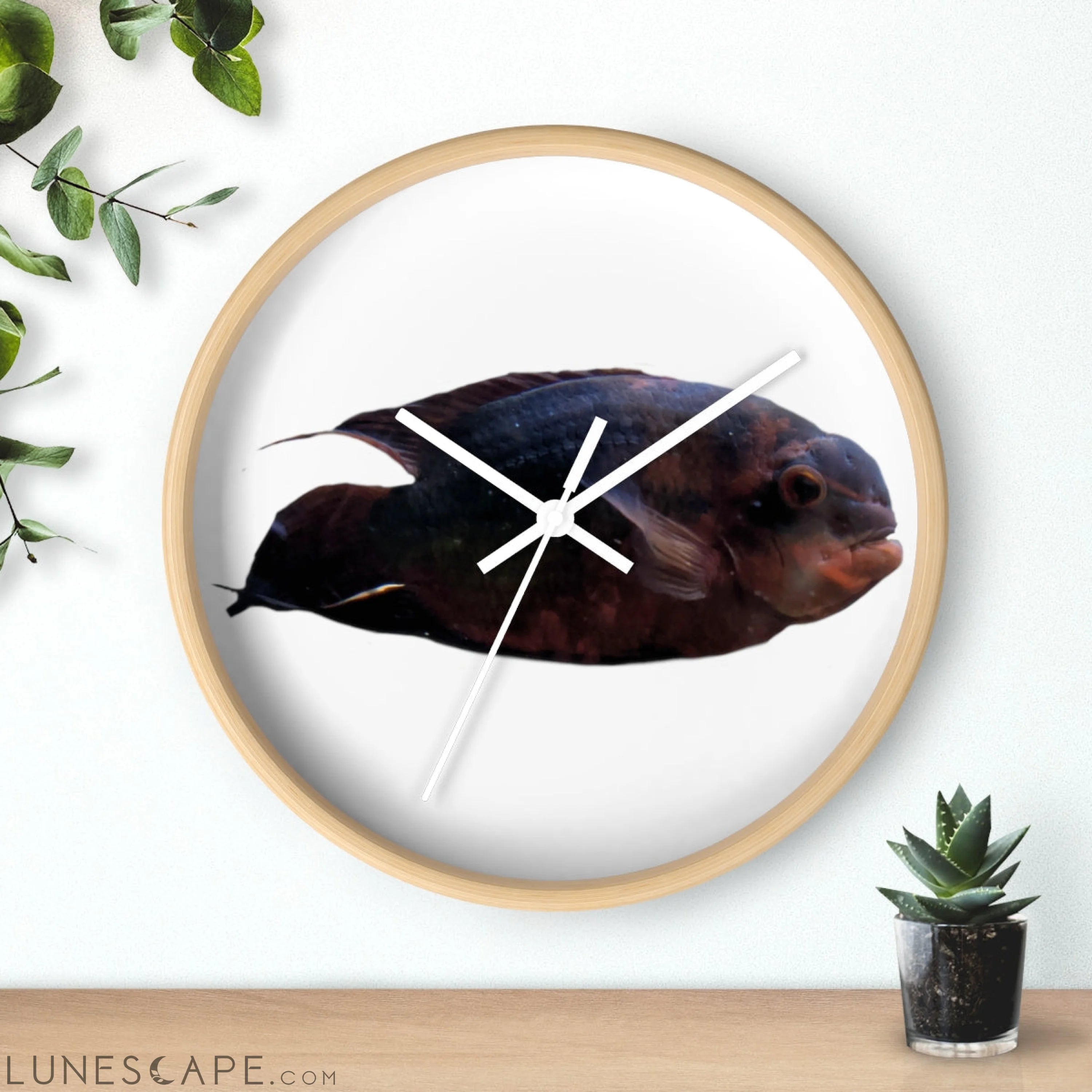 Red Black Fish Wall clock LUNESCAPE
