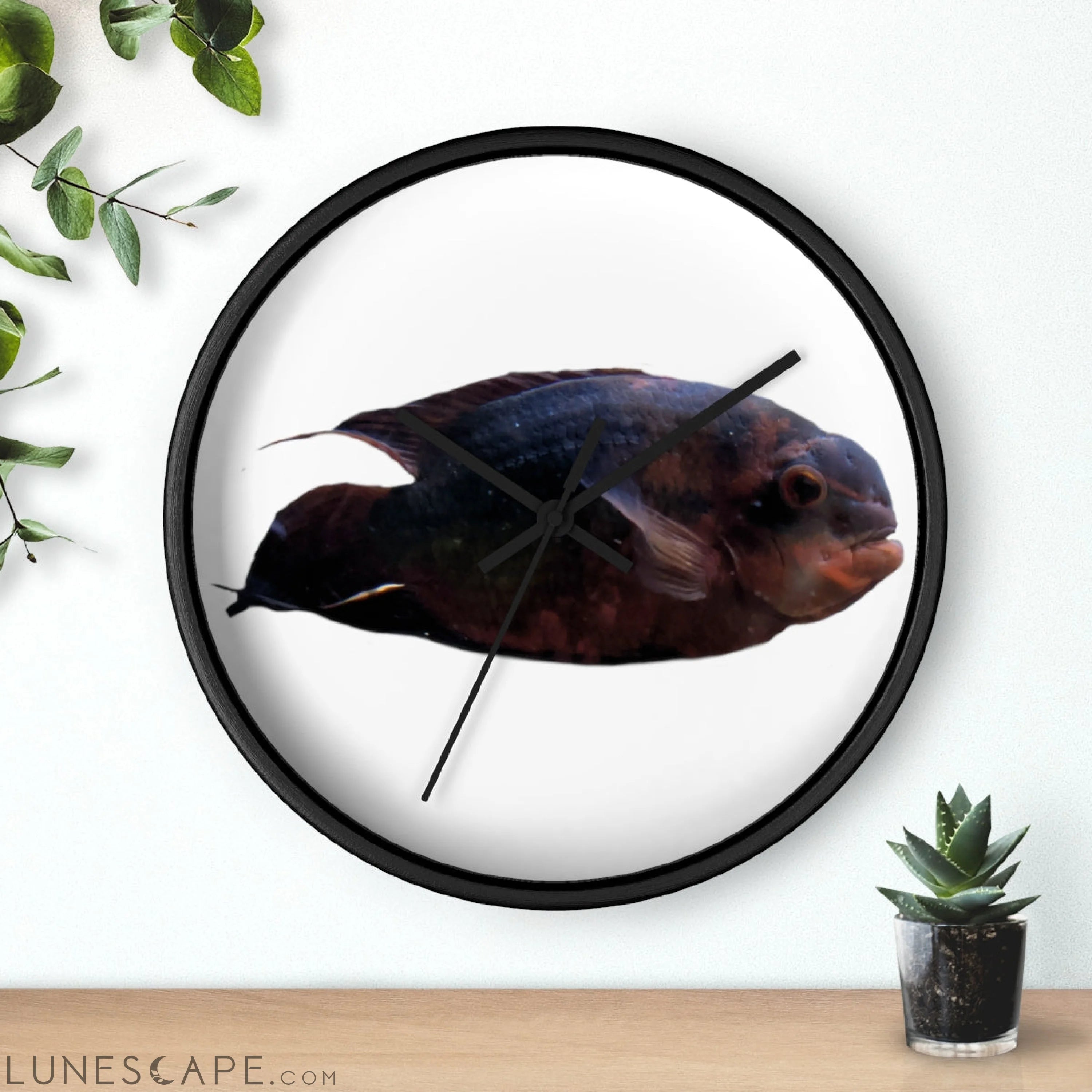 Red Black Fish Wall clock LUNESCAPE