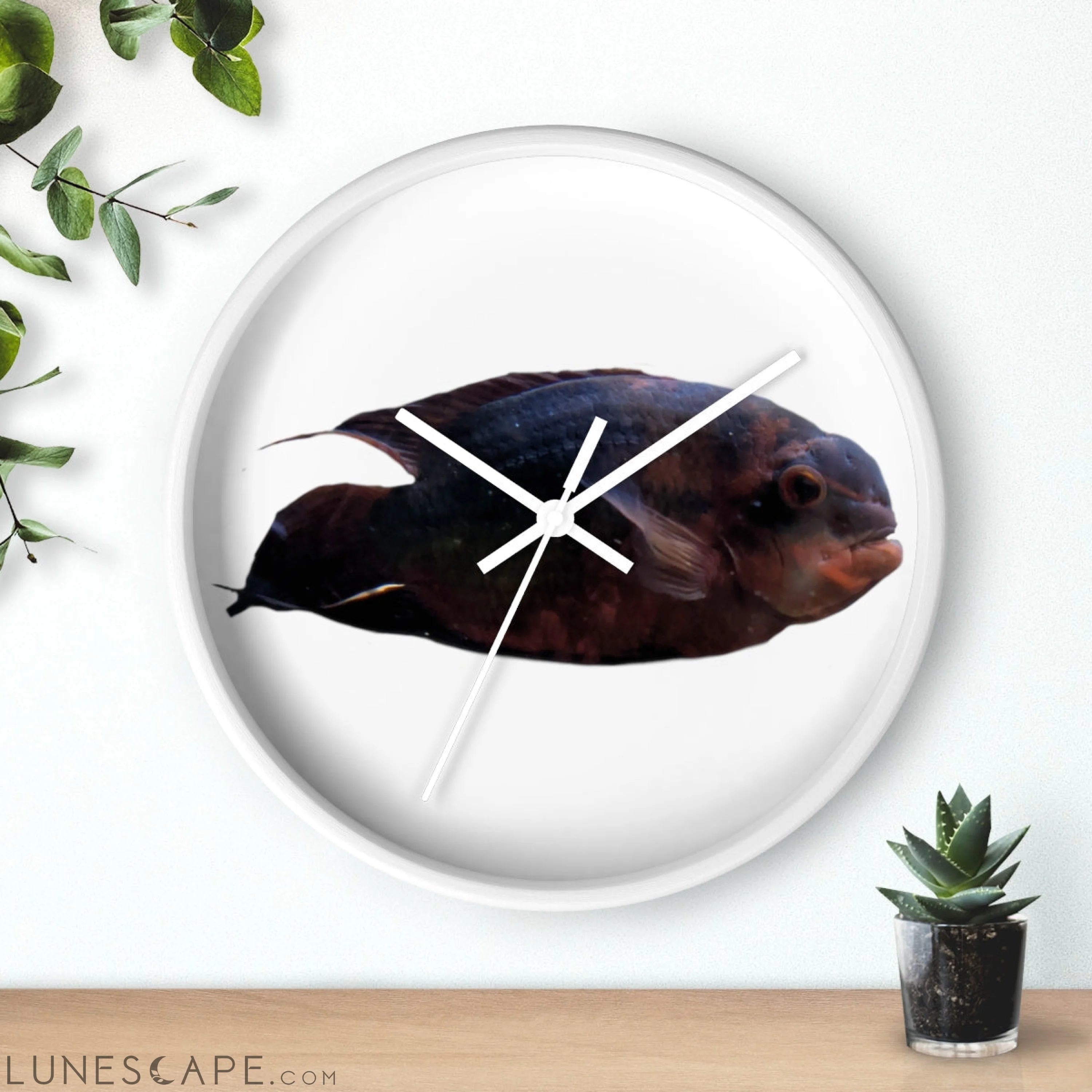 Red Black Fish Wall clock LUNESCAPE