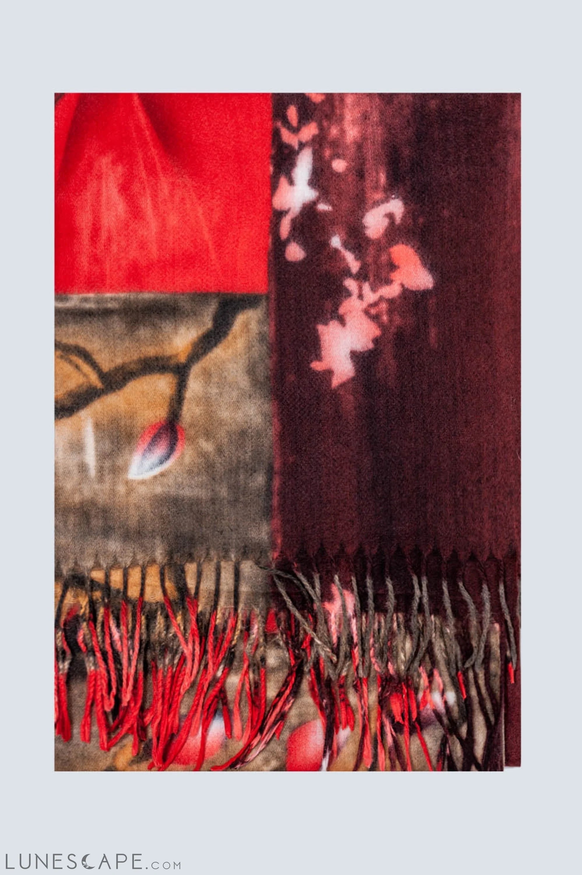Red Flower Print Scarf LUNESCAPE