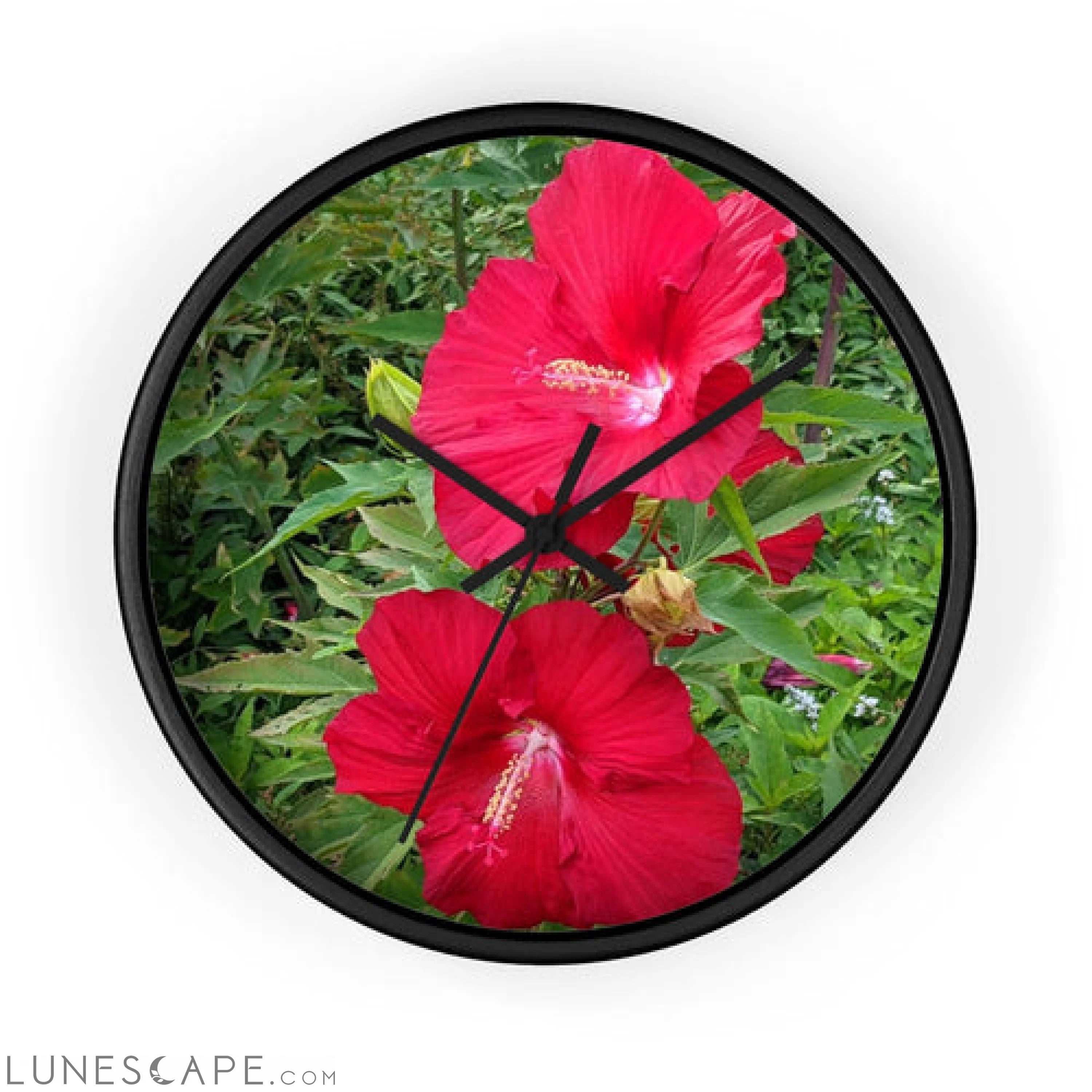 Red Flowers Wall clock LUNESCAPE