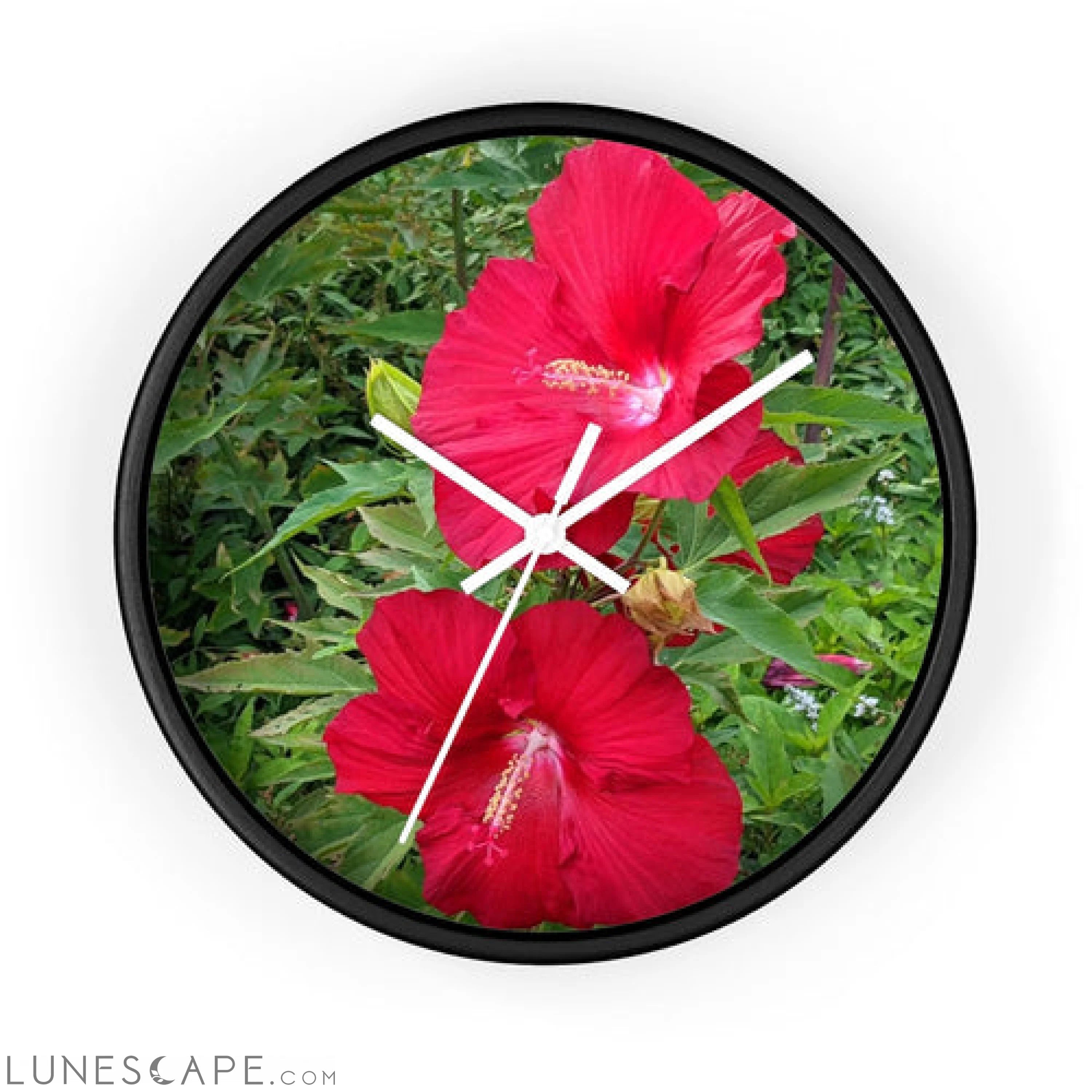 Red Flowers Wall clock LUNESCAPE