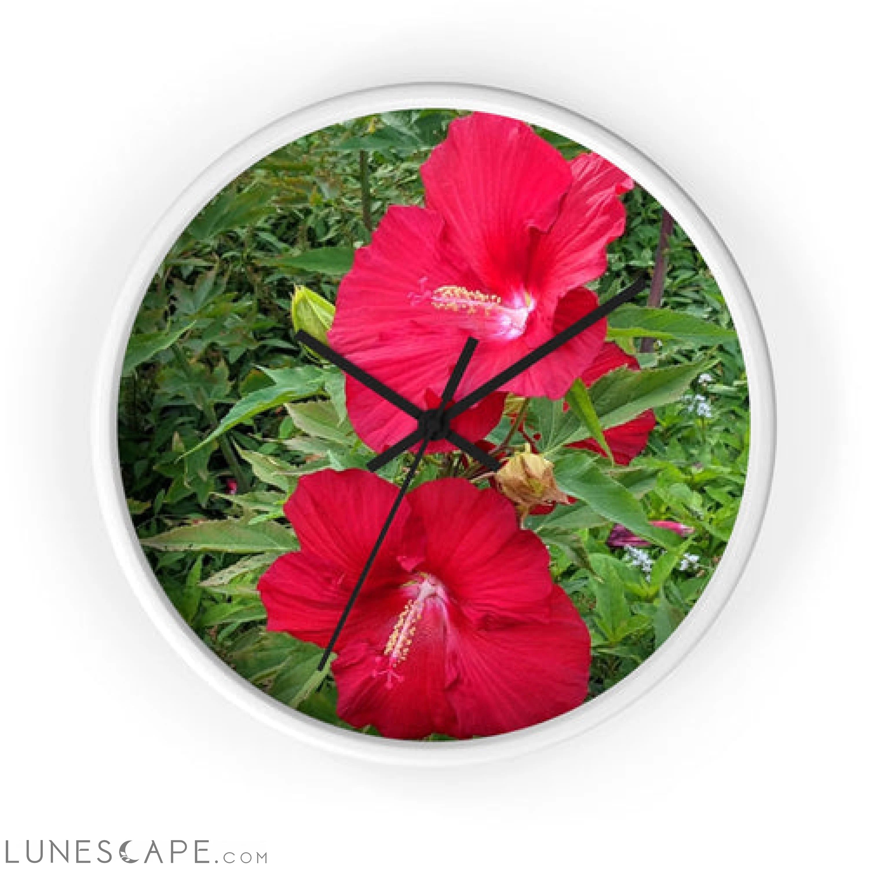 Red Flowers Wall clock LUNESCAPE