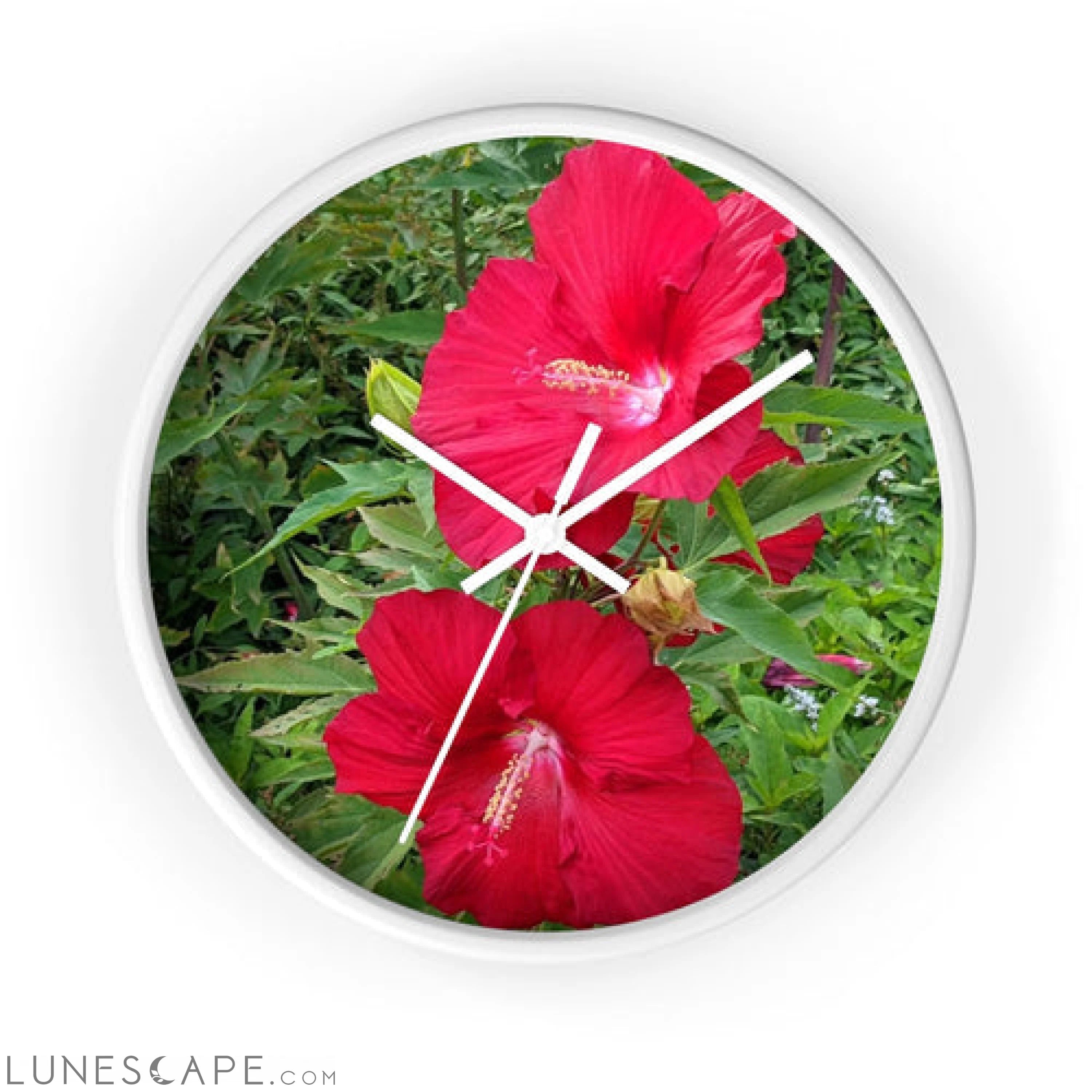 Red Flowers Wall clock LUNESCAPE