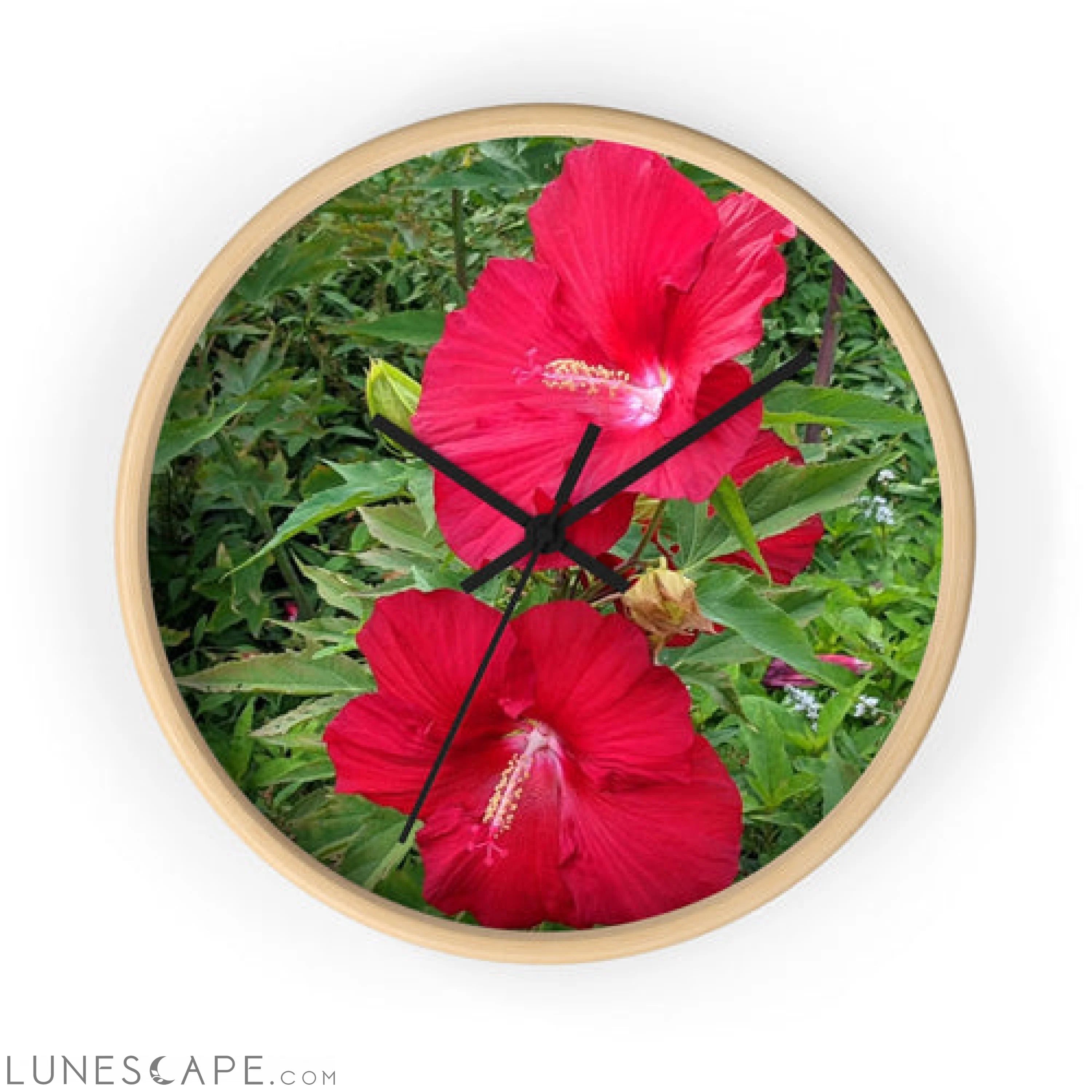 Red Flowers Wall clock LUNESCAPE