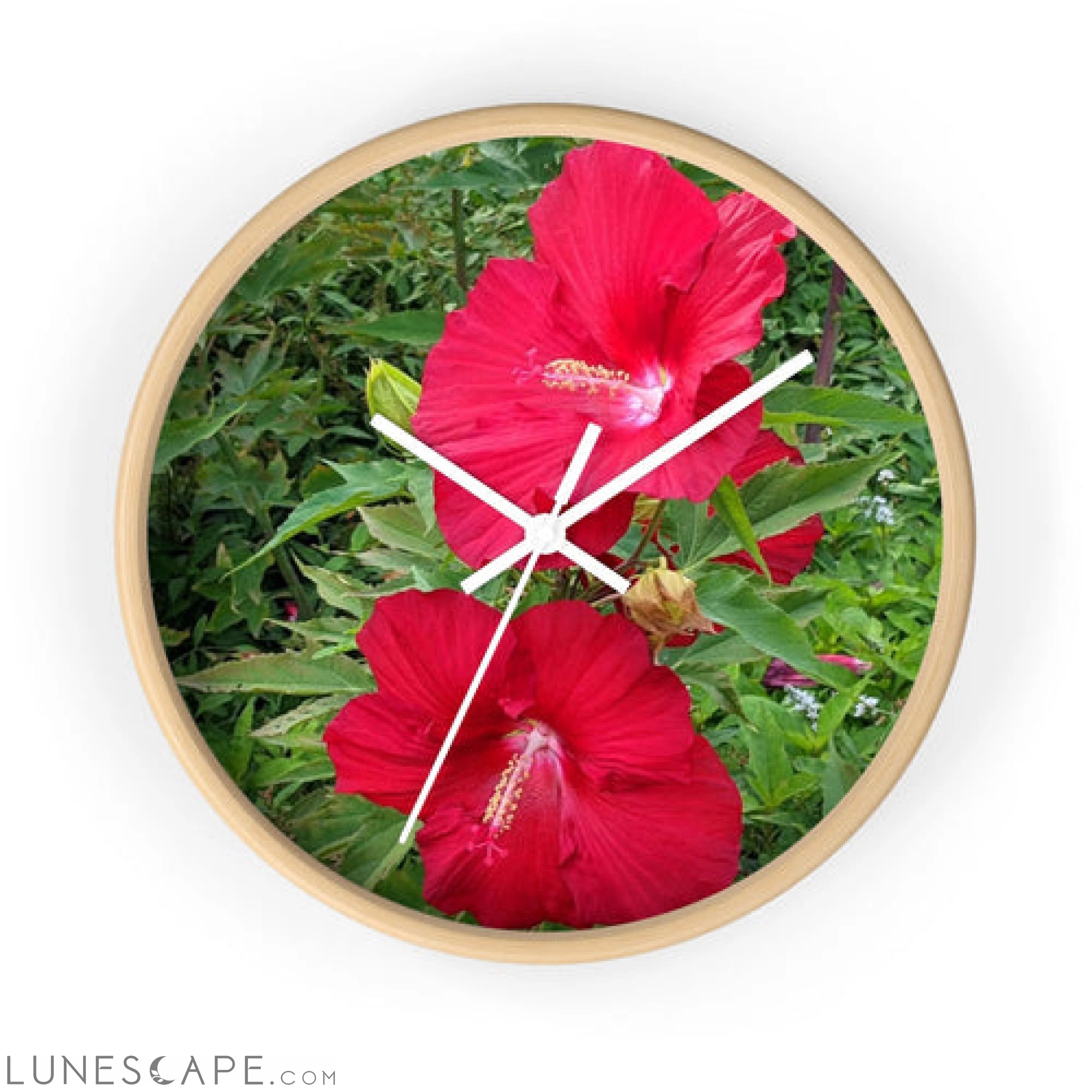Red Flowers Wall clock LUNESCAPE