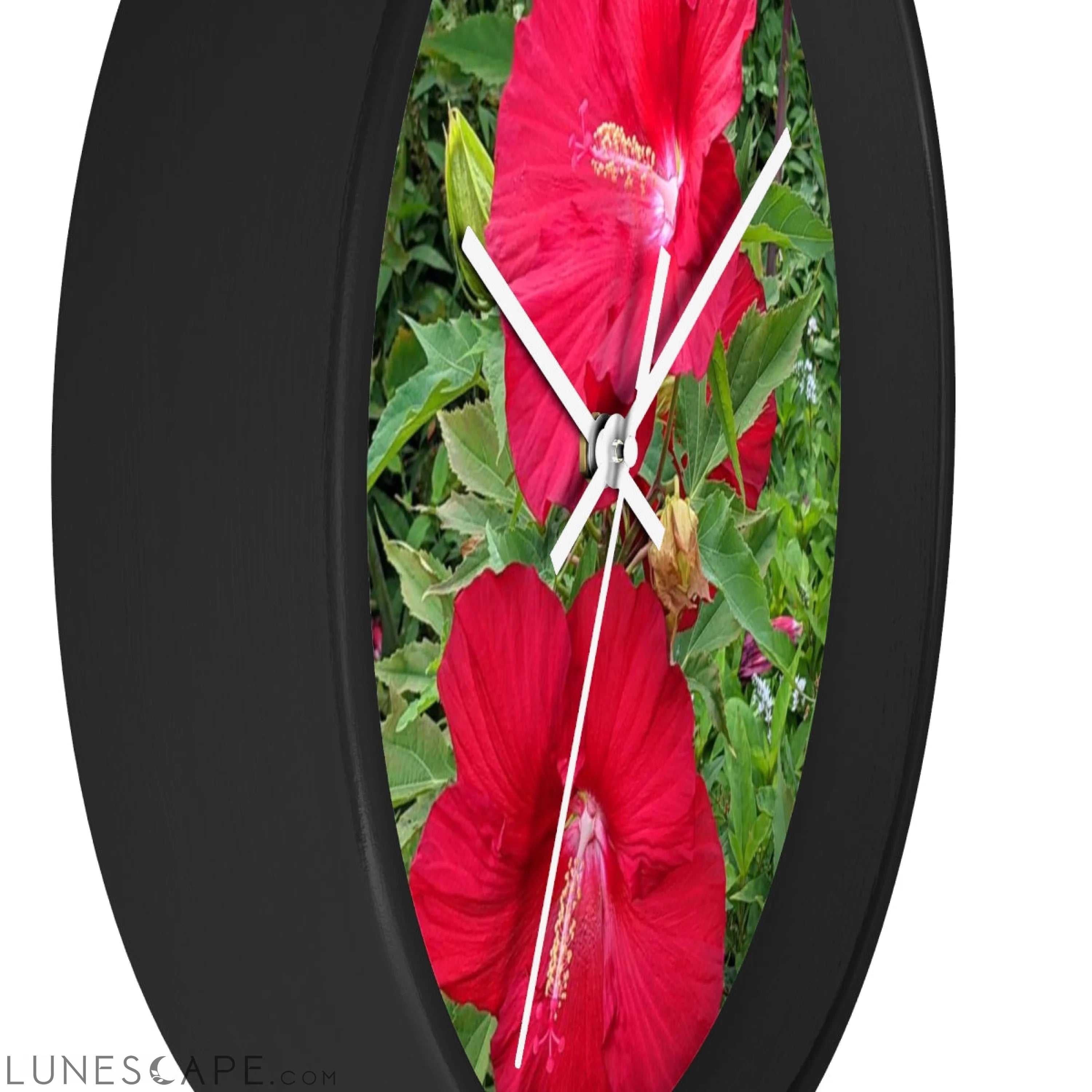 Red Flowers Wall clock LUNESCAPE