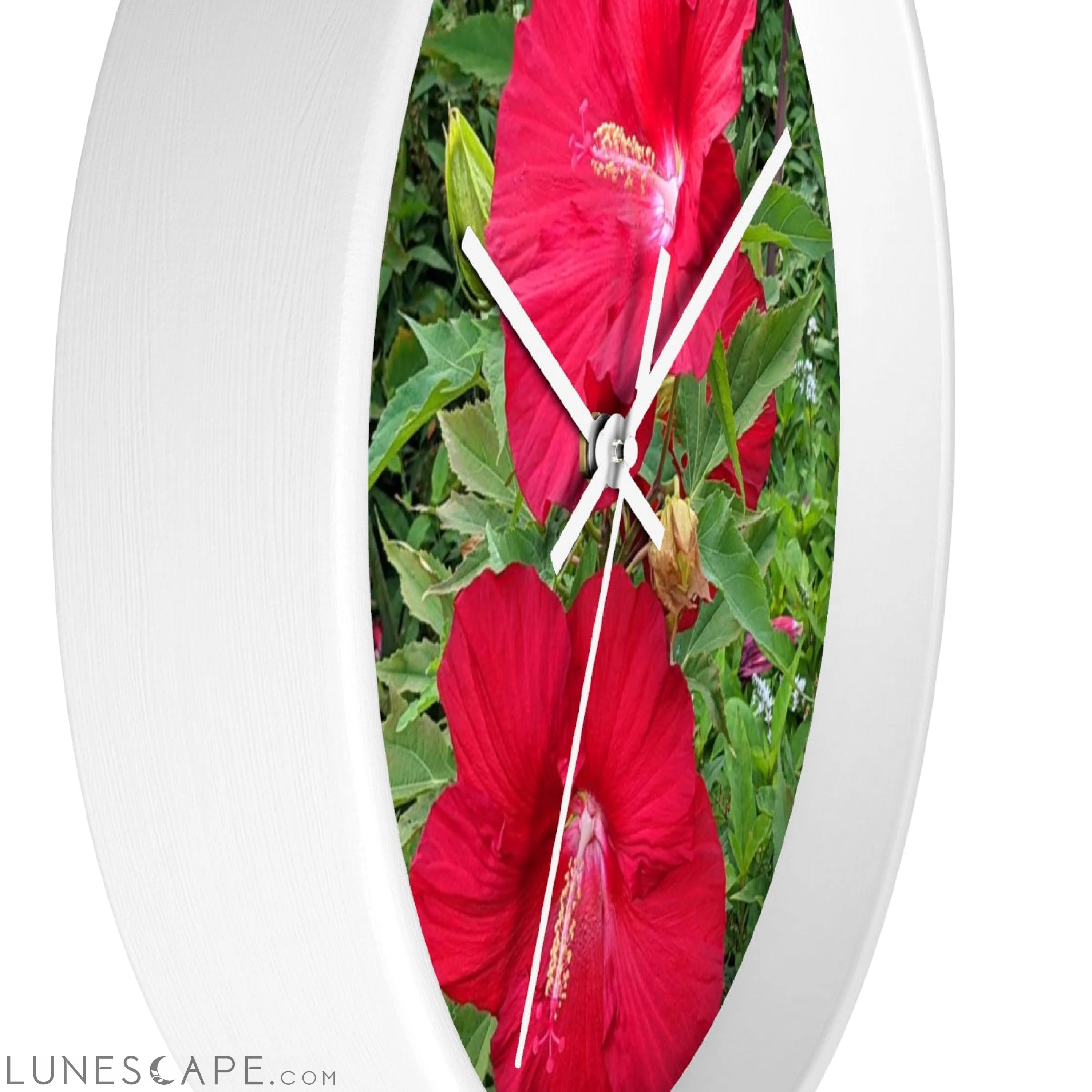 Red Flowers Wall clock LUNESCAPE