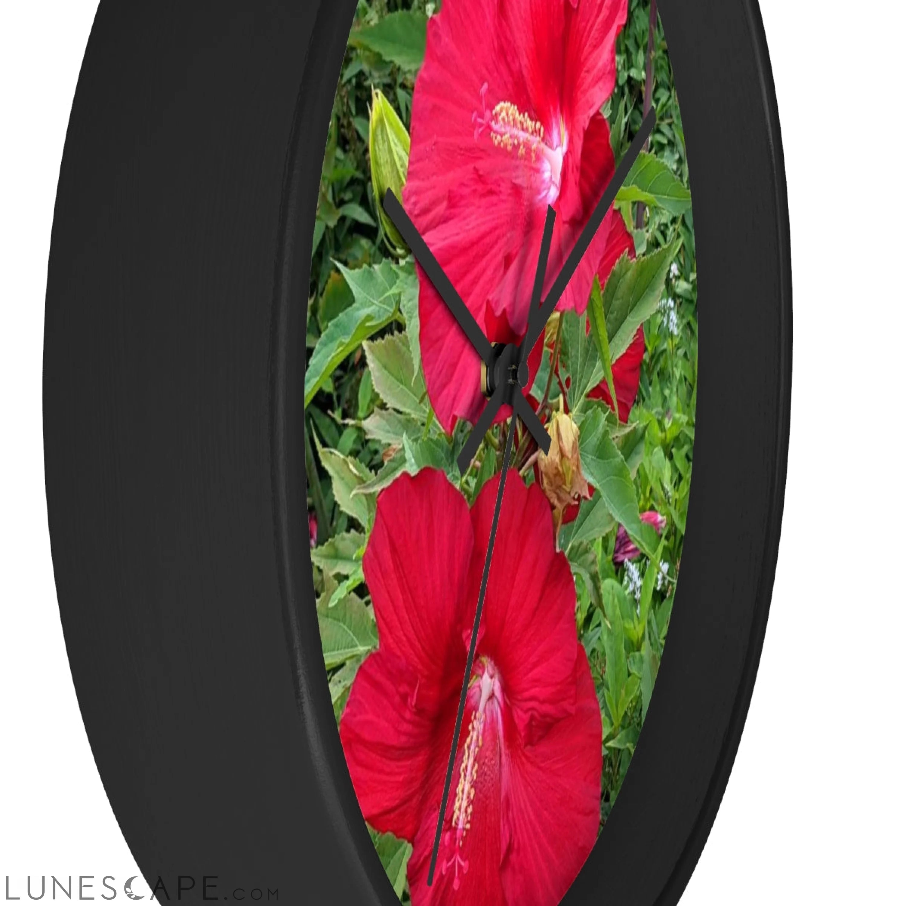 Red Flowers Wall clock LUNESCAPE