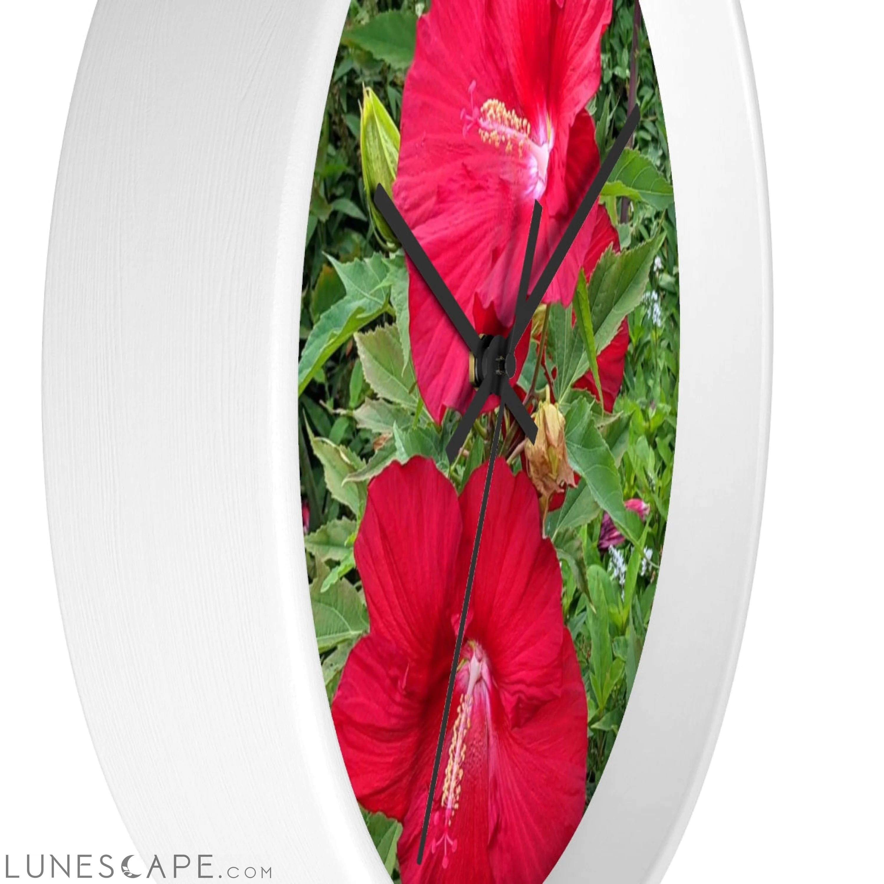 Red Flowers Wall clock LUNESCAPE