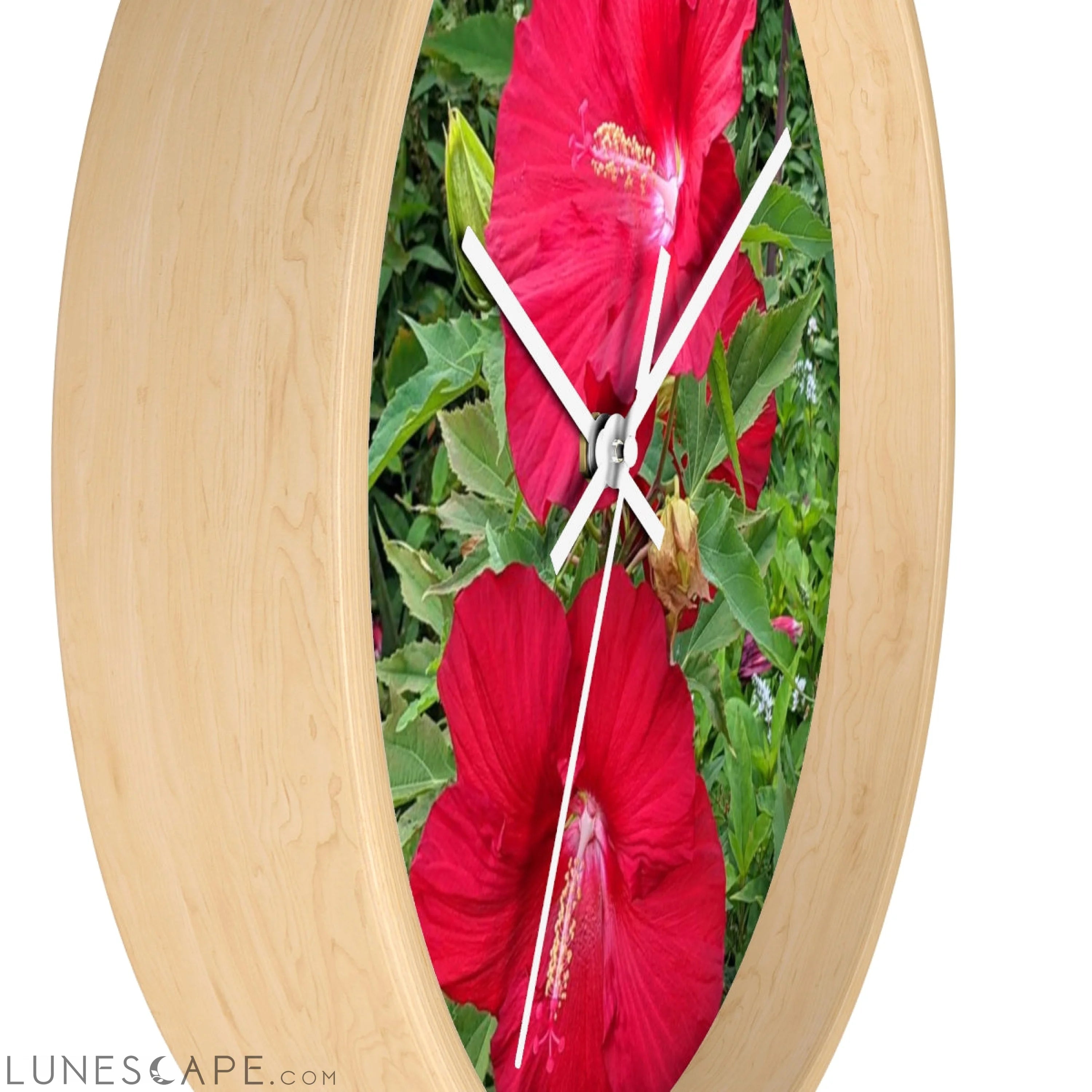 Red Flowers Wall clock LUNESCAPE