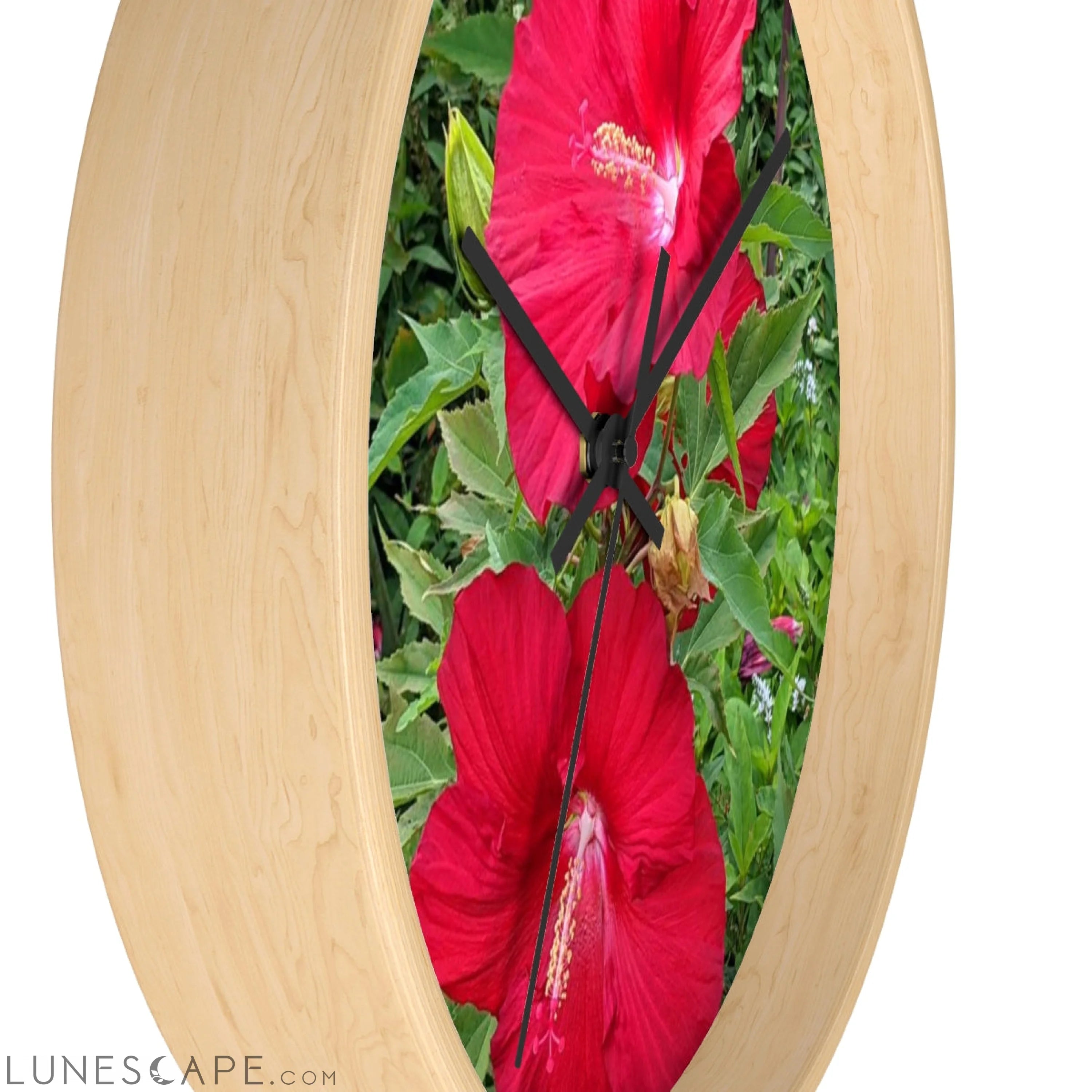 Red Flowers Wall clock LUNESCAPE
