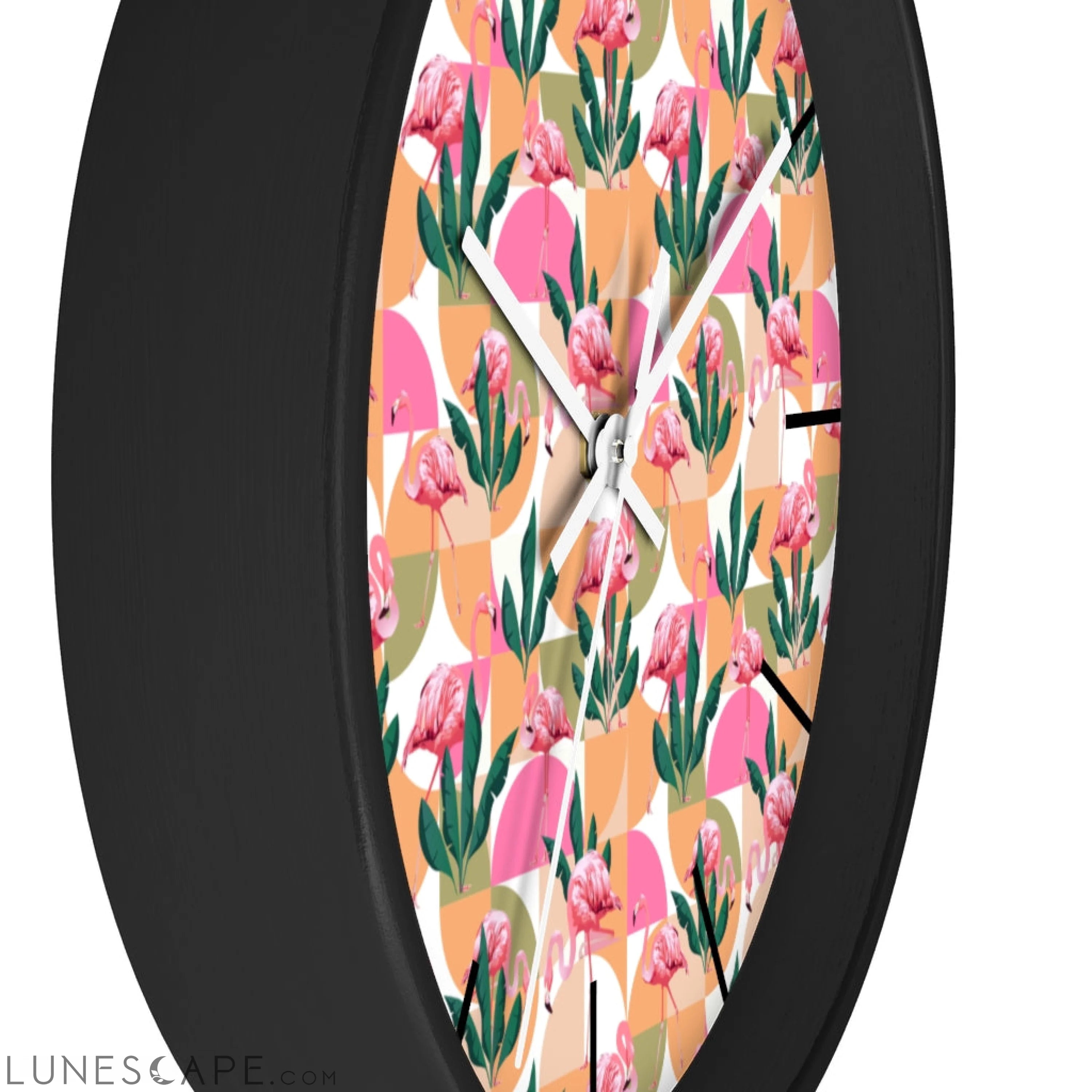 Retro Pink Flamingo Geometric Clock LUNESCAPE