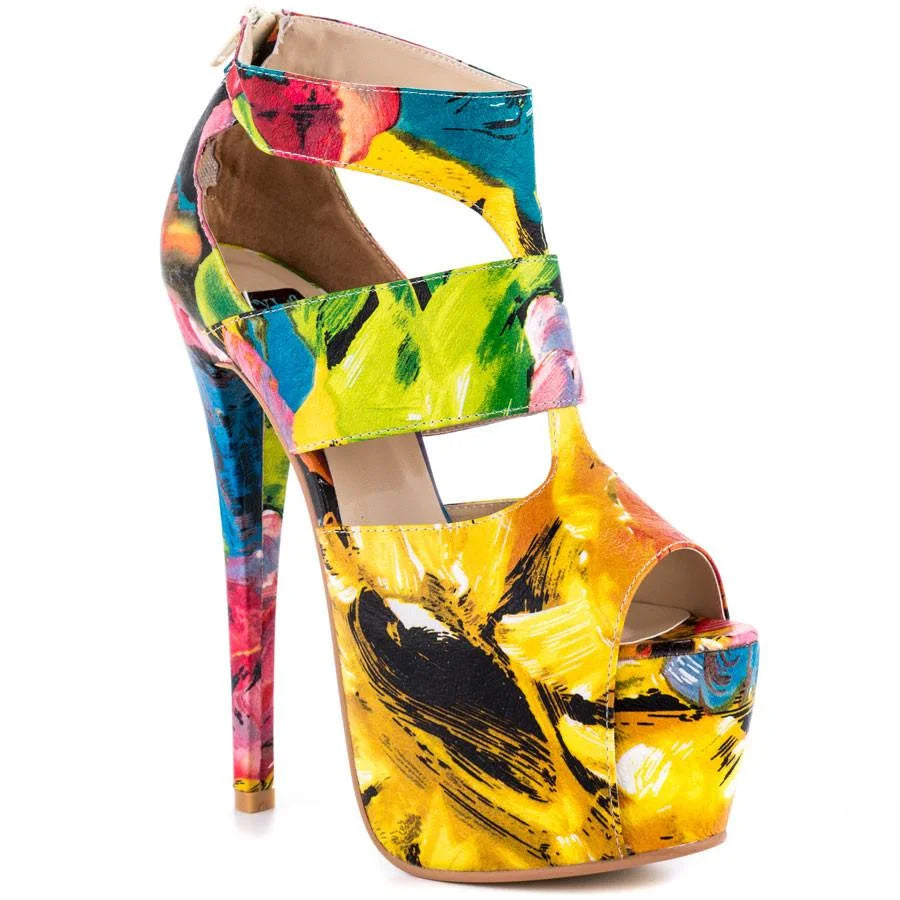 REXIE Platform Caged Open-Toe High Heeled Stiletto Sandals LUNESCAPE