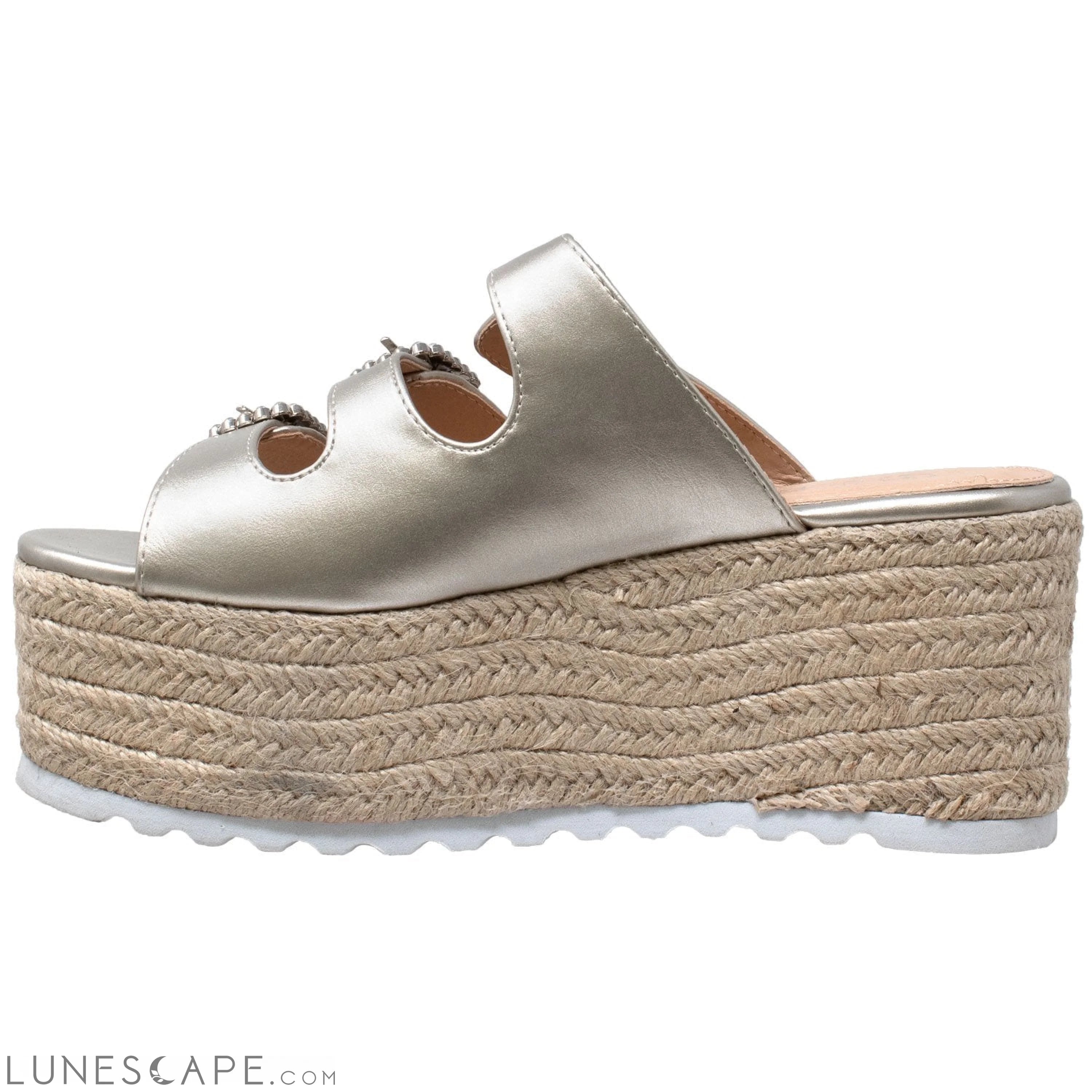 Rhinestone Platform Espadrille Wedge Sandal LUNESCAPE