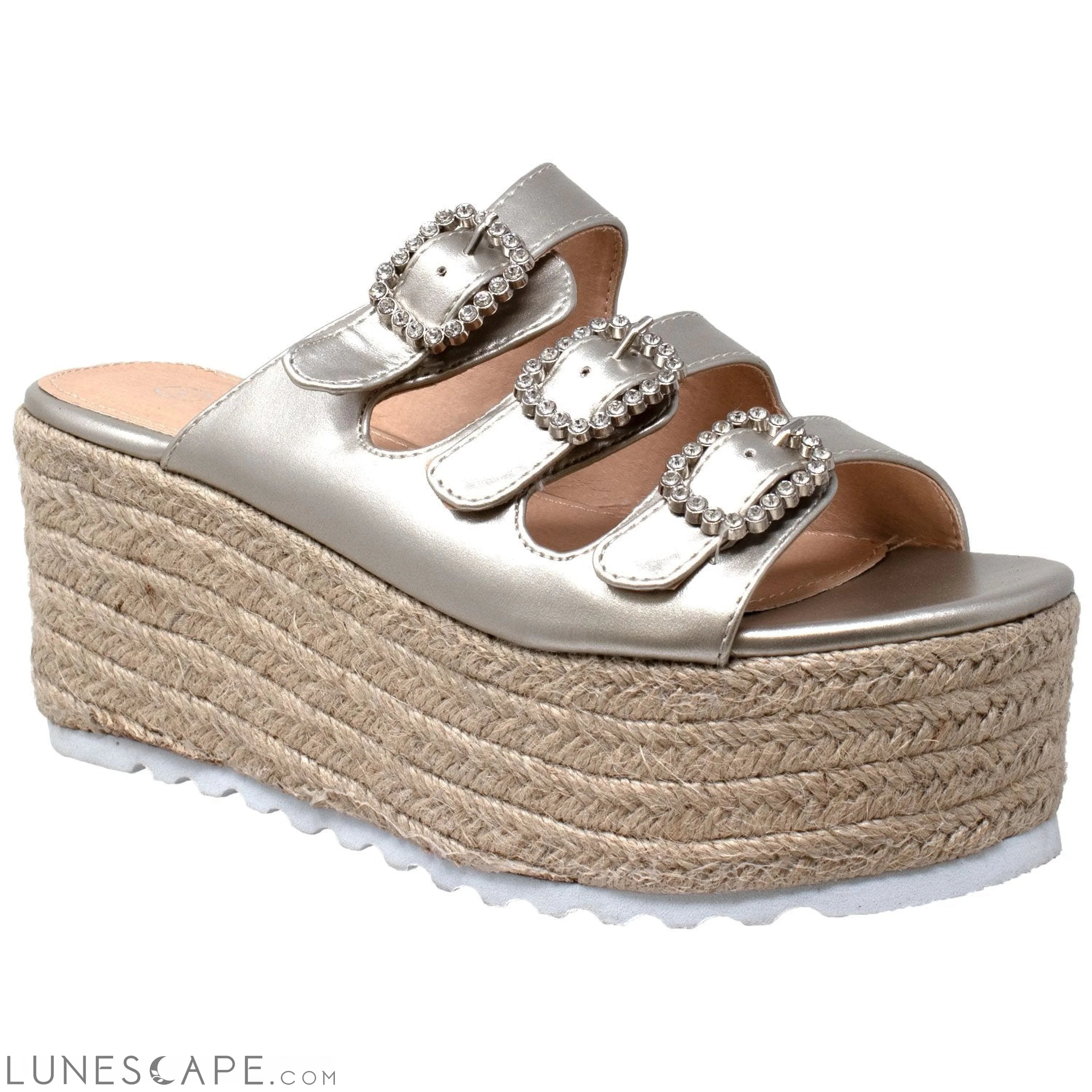Rhinestone Platform Espadrille Wedge Sandal LUNESCAPE