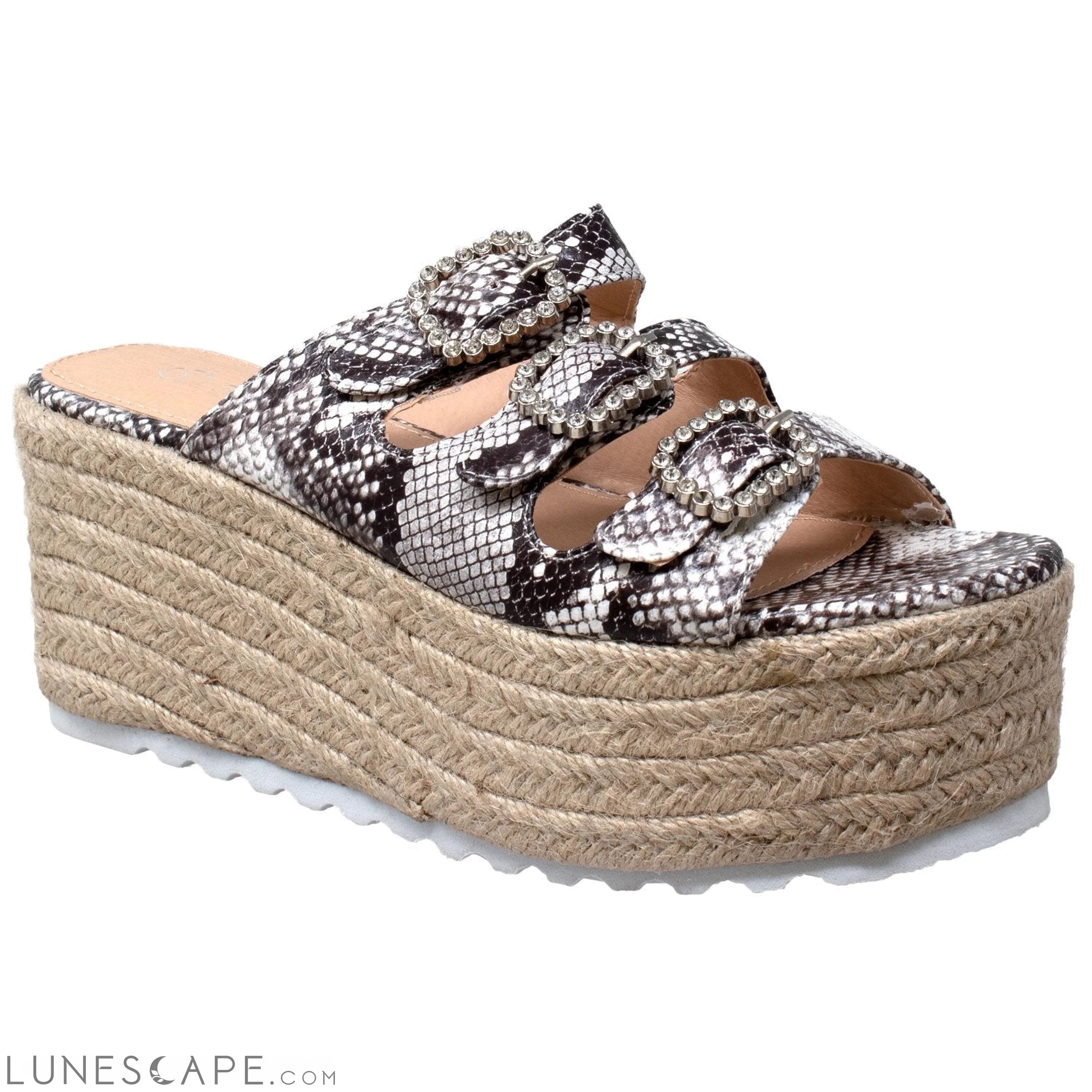 Rhinestone Platform Espadrille Wedge Sandal LUNESCAPE