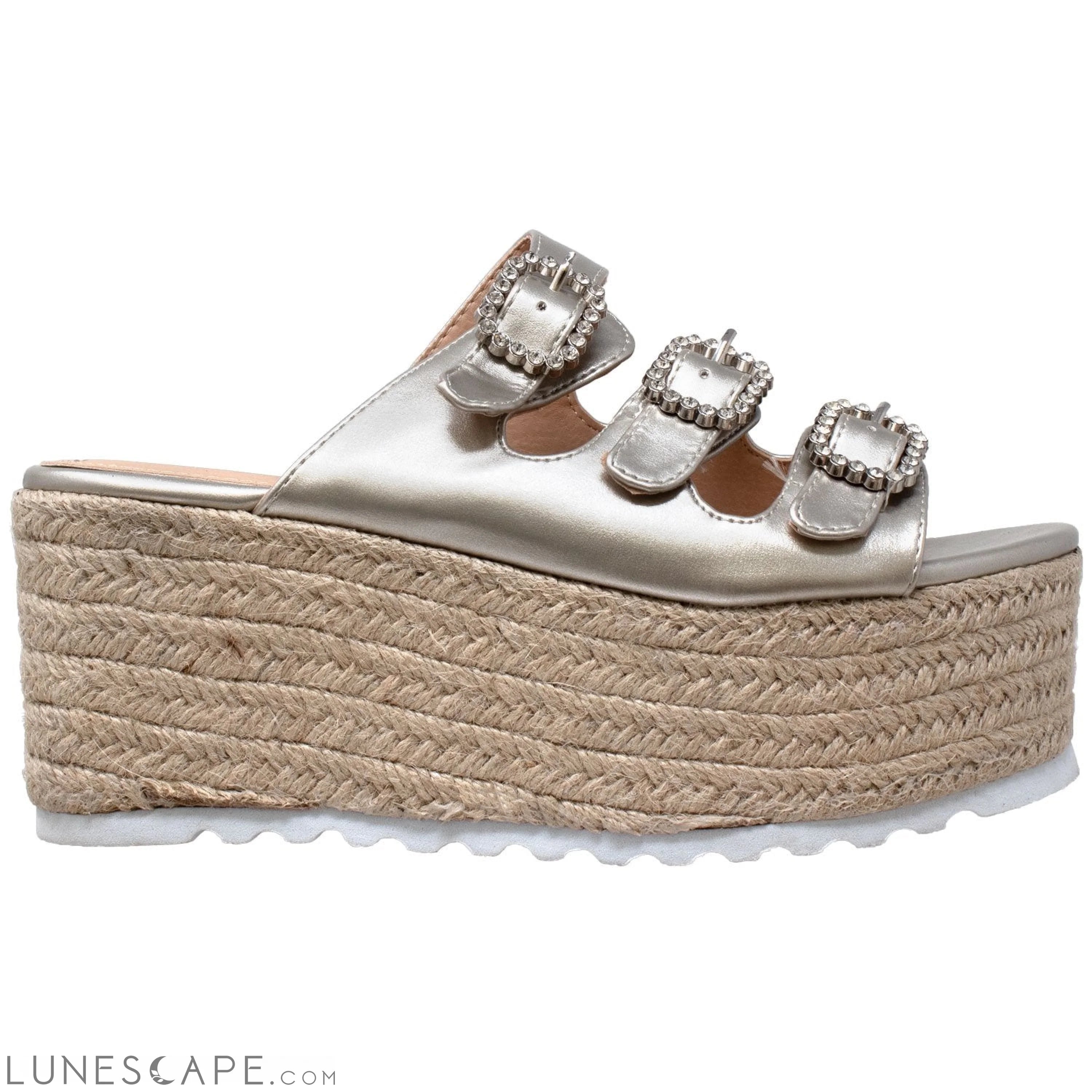 Rhinestone Platform Espadrille Wedge Sandal LUNESCAPE