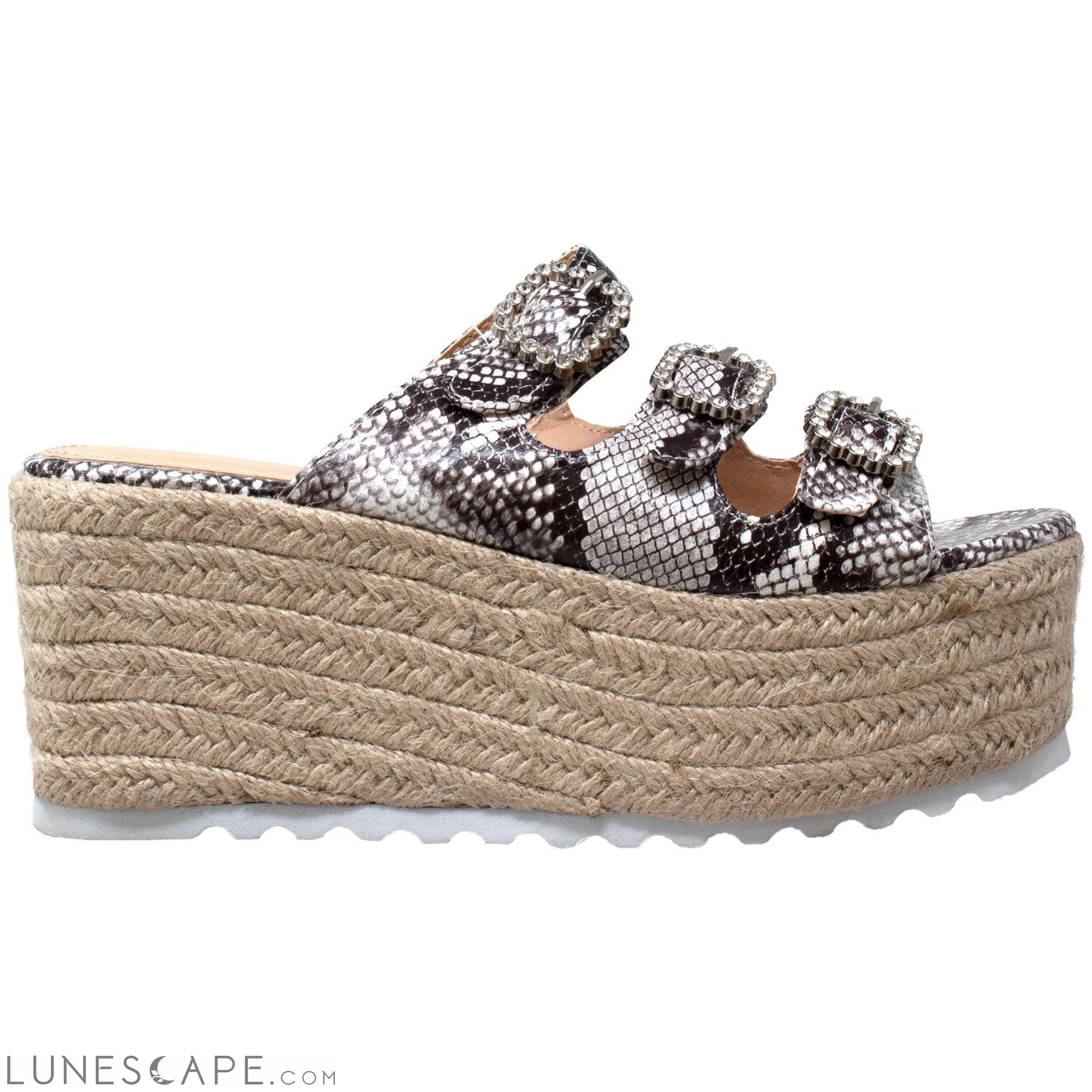 Rhinestone Platform Espadrille Wedge Sandal LUNESCAPE