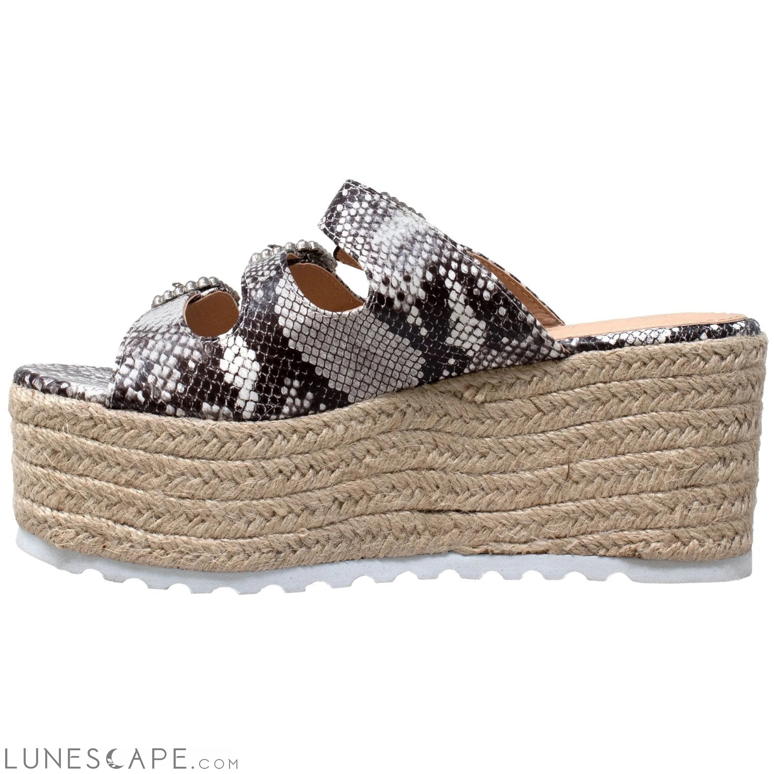 Rhinestone Platform Espadrille Wedge Sandal LUNESCAPE