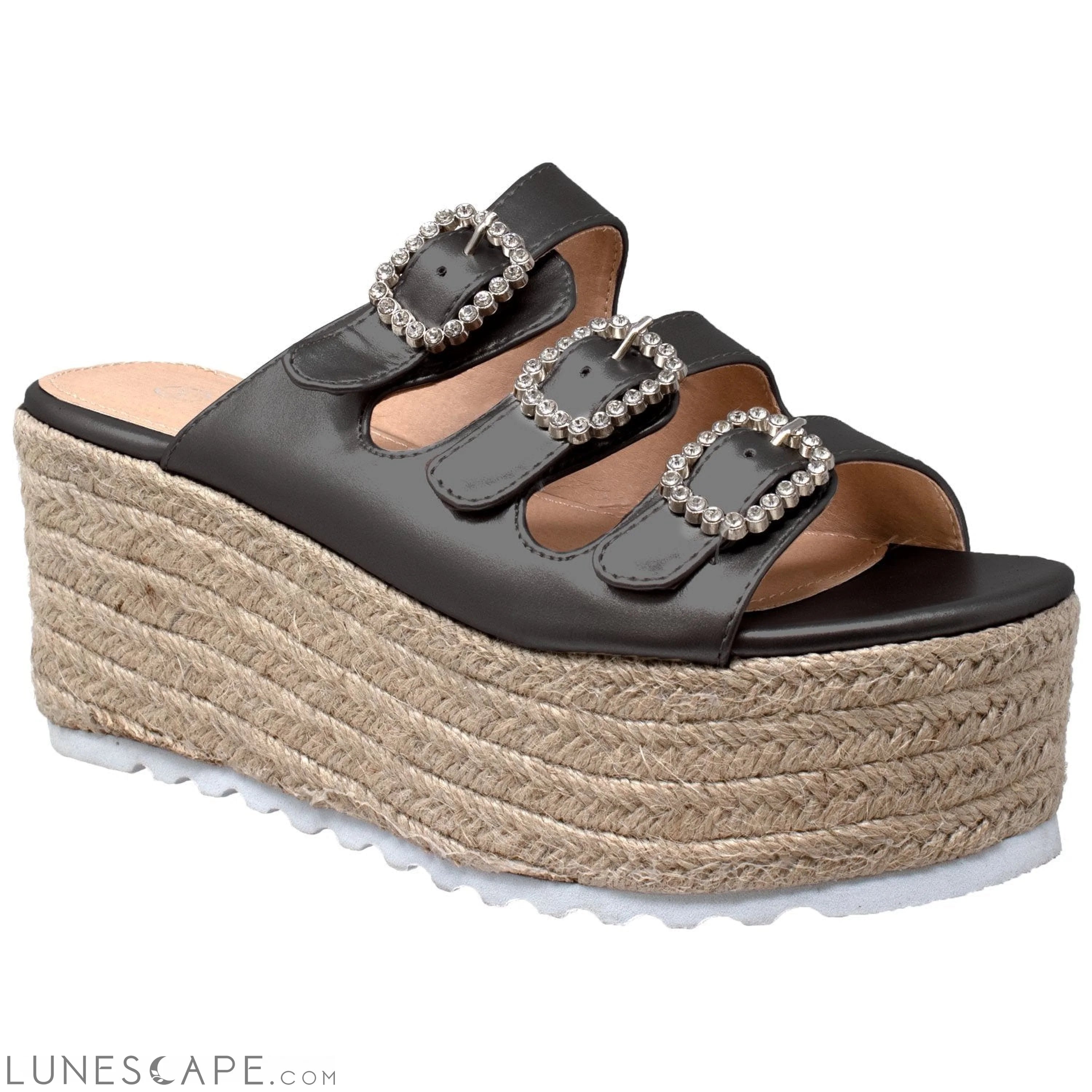 Rhinestone Platform Espadrille Wedge Sandal LUNESCAPE