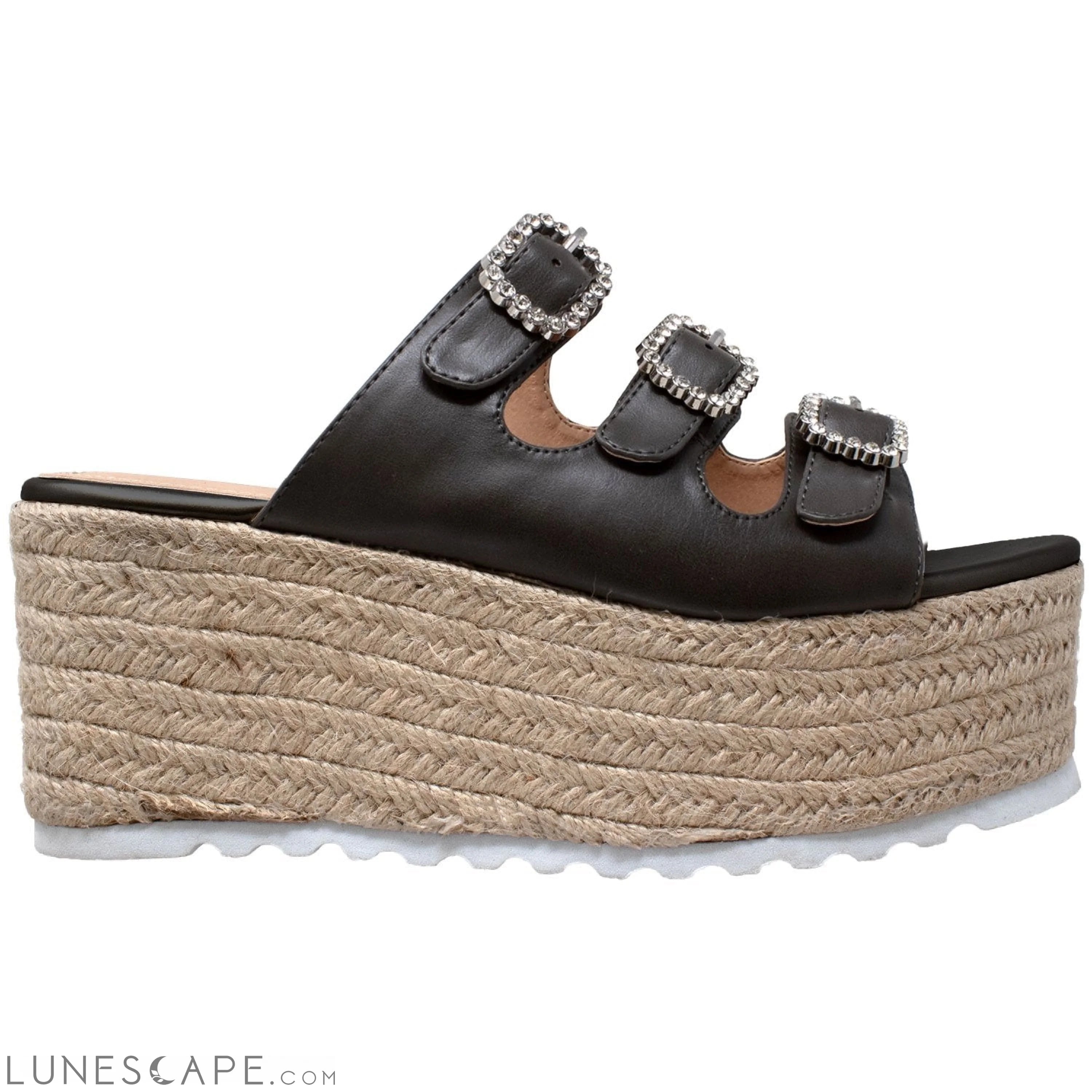 Rhinestone Platform Espadrille Wedge Sandal LUNESCAPE