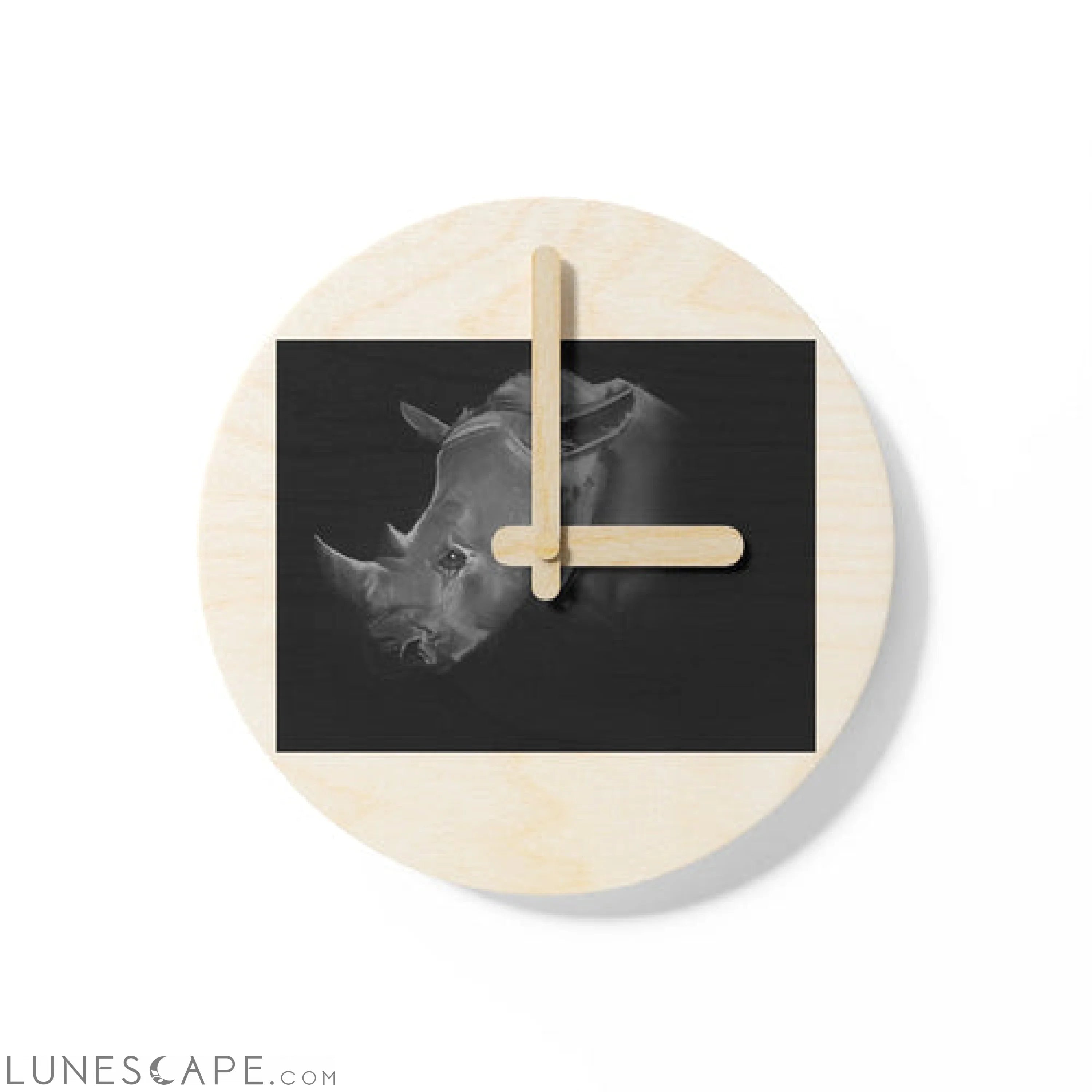 Rhino Wooden Wall Clock LUNESCAPE