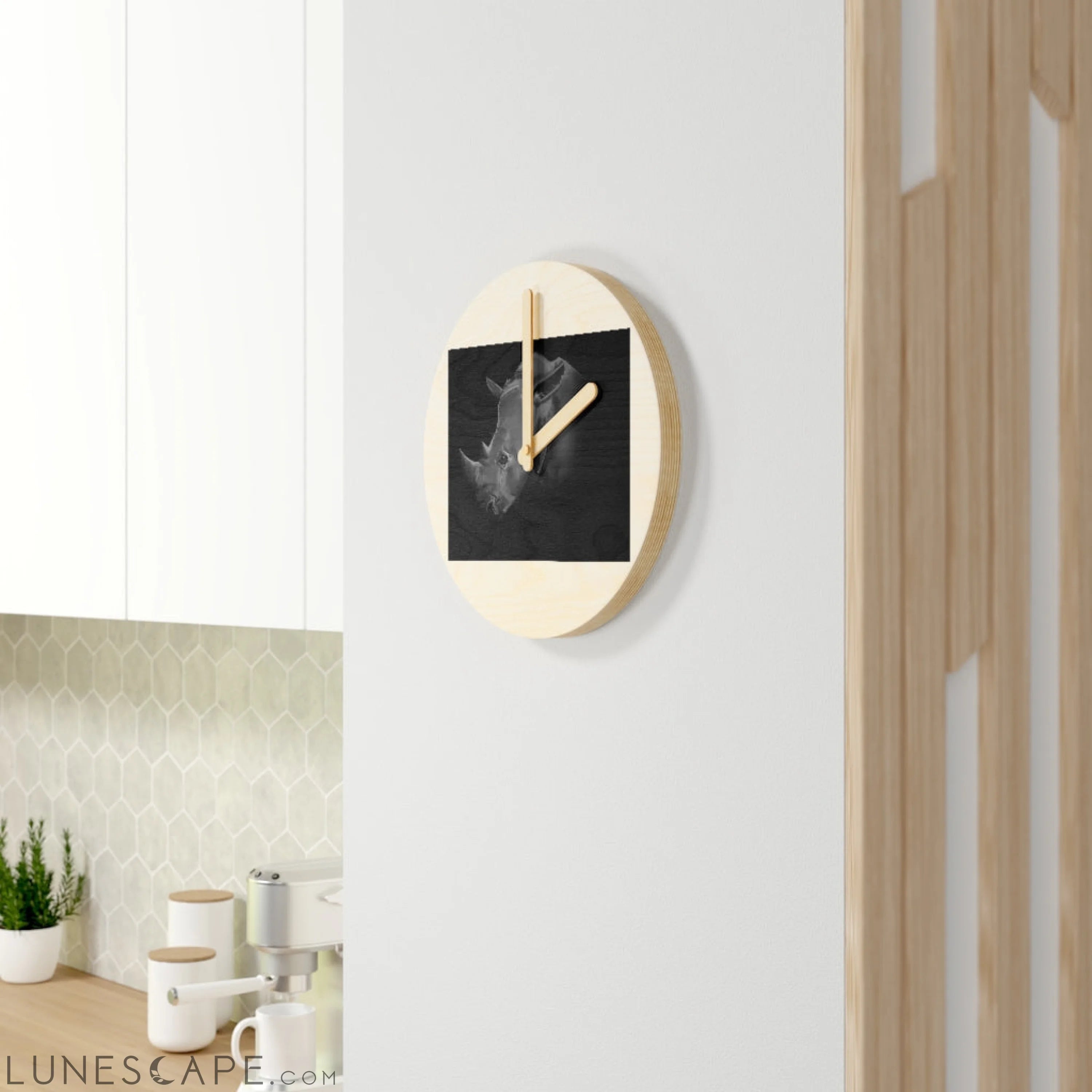 Rhino Wooden Wall Clock LUNESCAPE