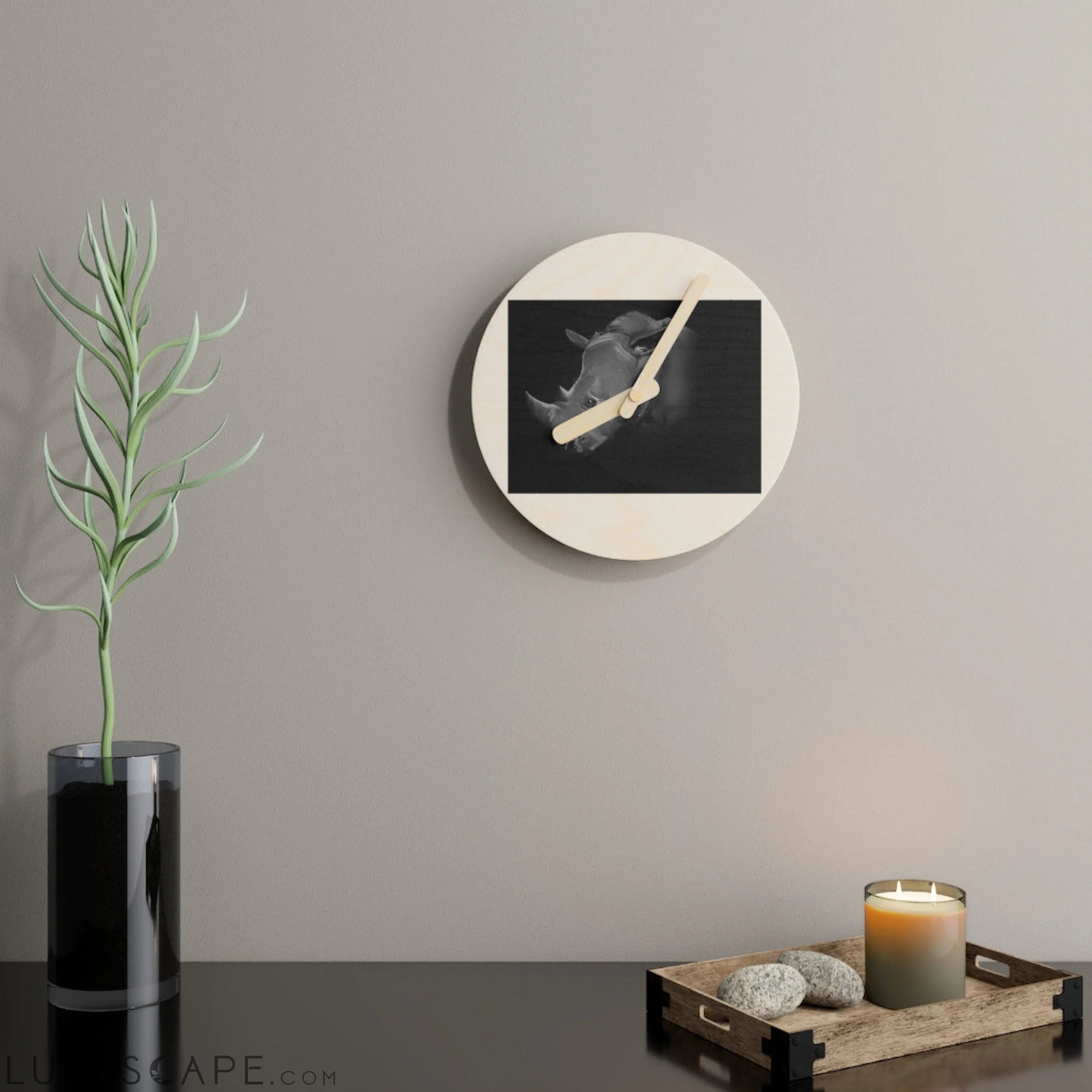 Rhino Wooden Wall Clock LUNESCAPE