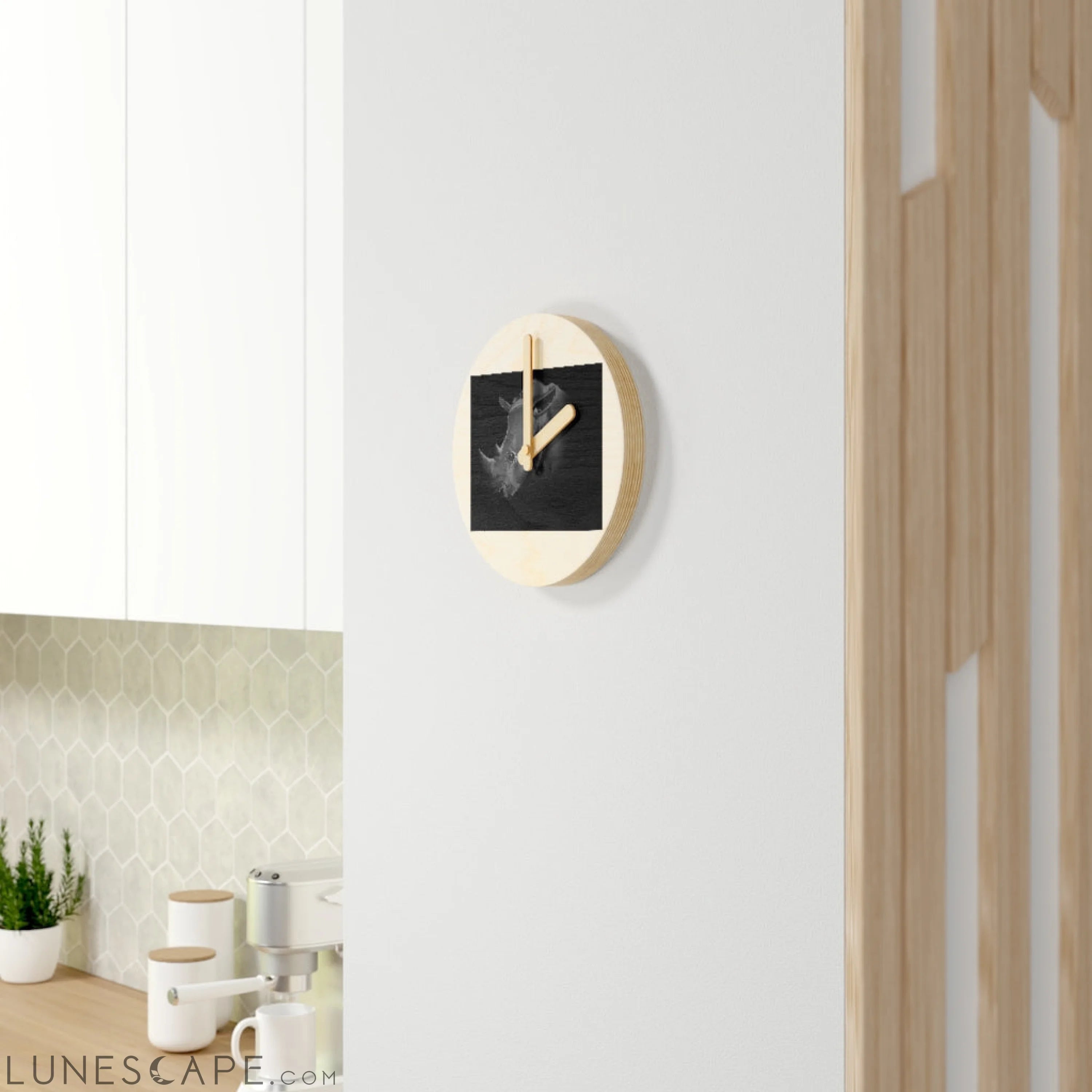 Rhino Wooden Wall Clock LUNESCAPE
