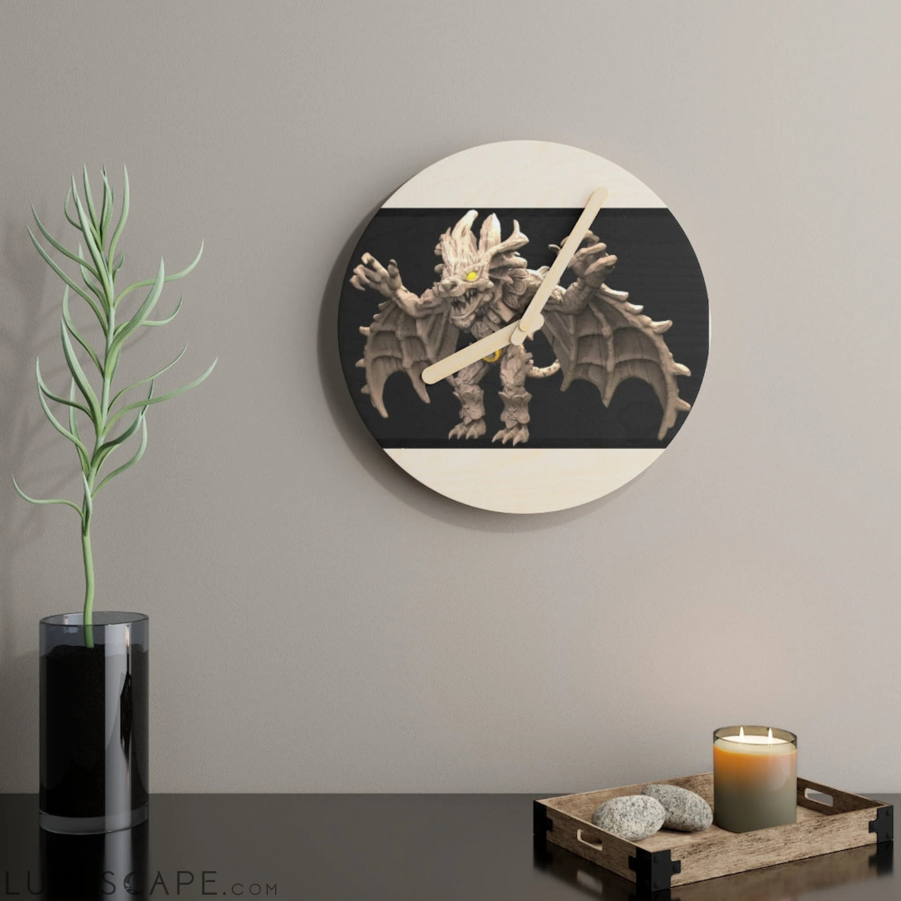 Rock Creature Wooden Wall Clock LUNESCAPE