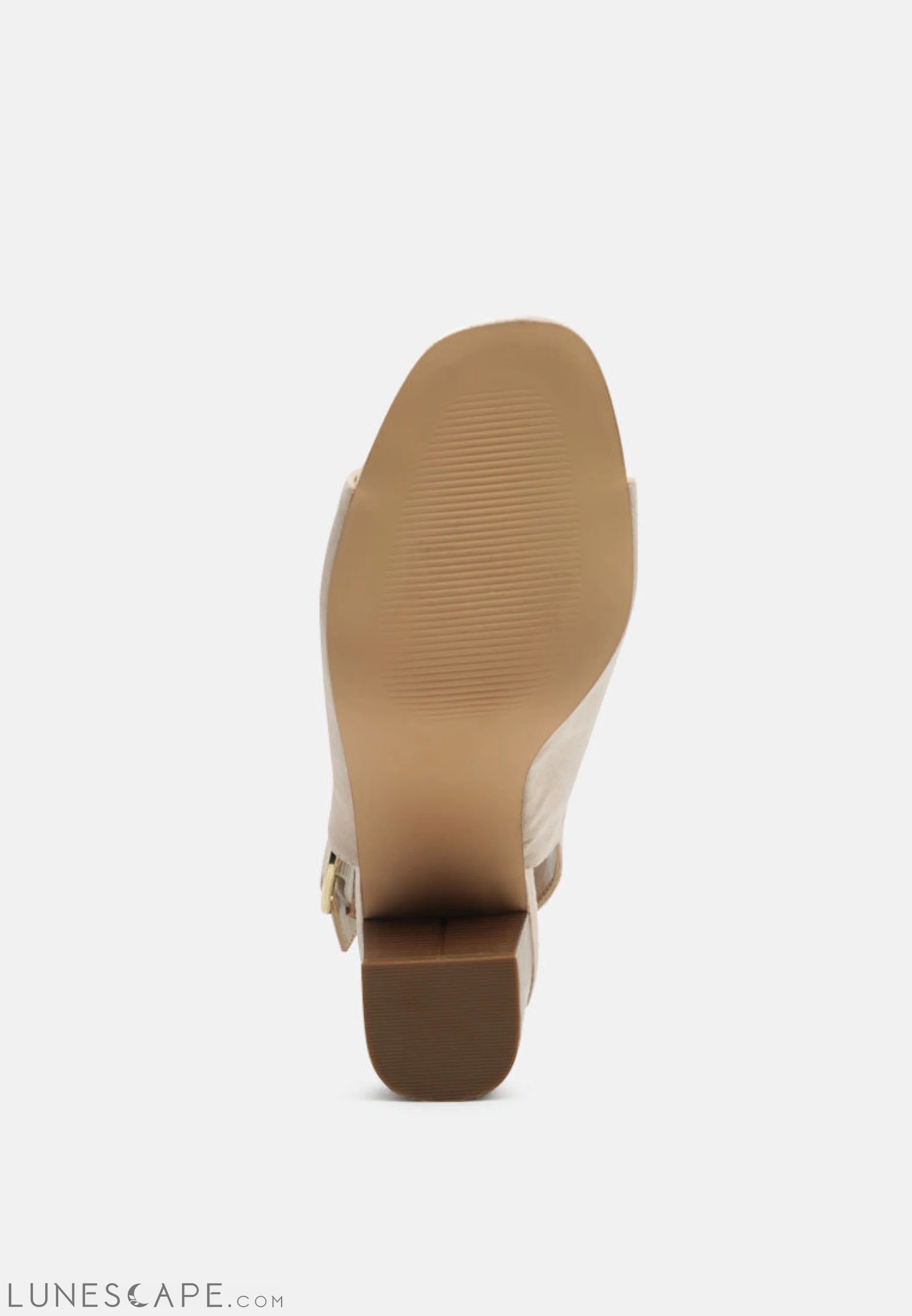Roisin Stacked Block Heel Faux Suede Slingback Block Heel Open-Toe Sandal Bootie LUNESCAPE