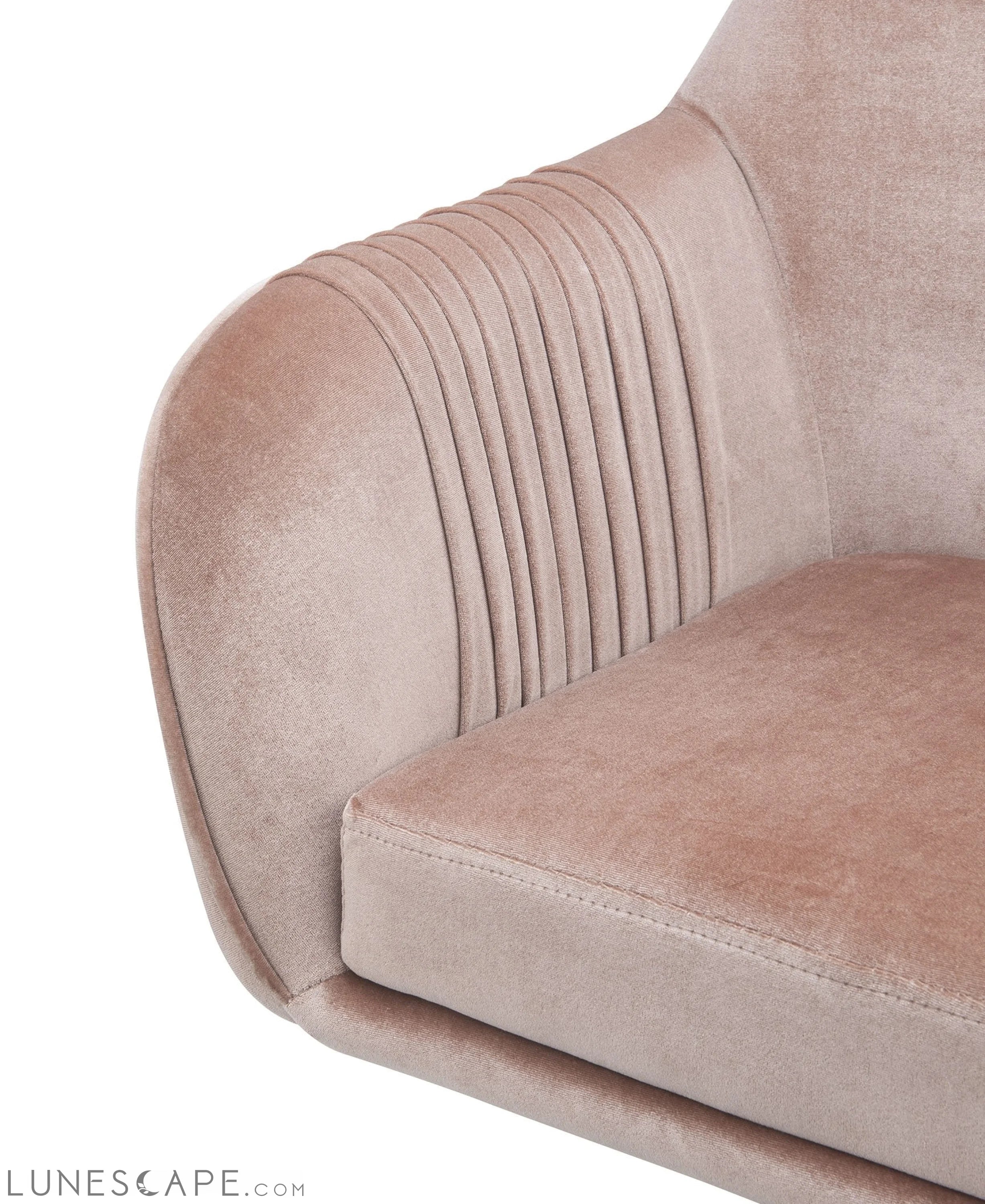 Rose Velvet Office Desk Chair on Wheels Stylish Mauve LUNESCAPE