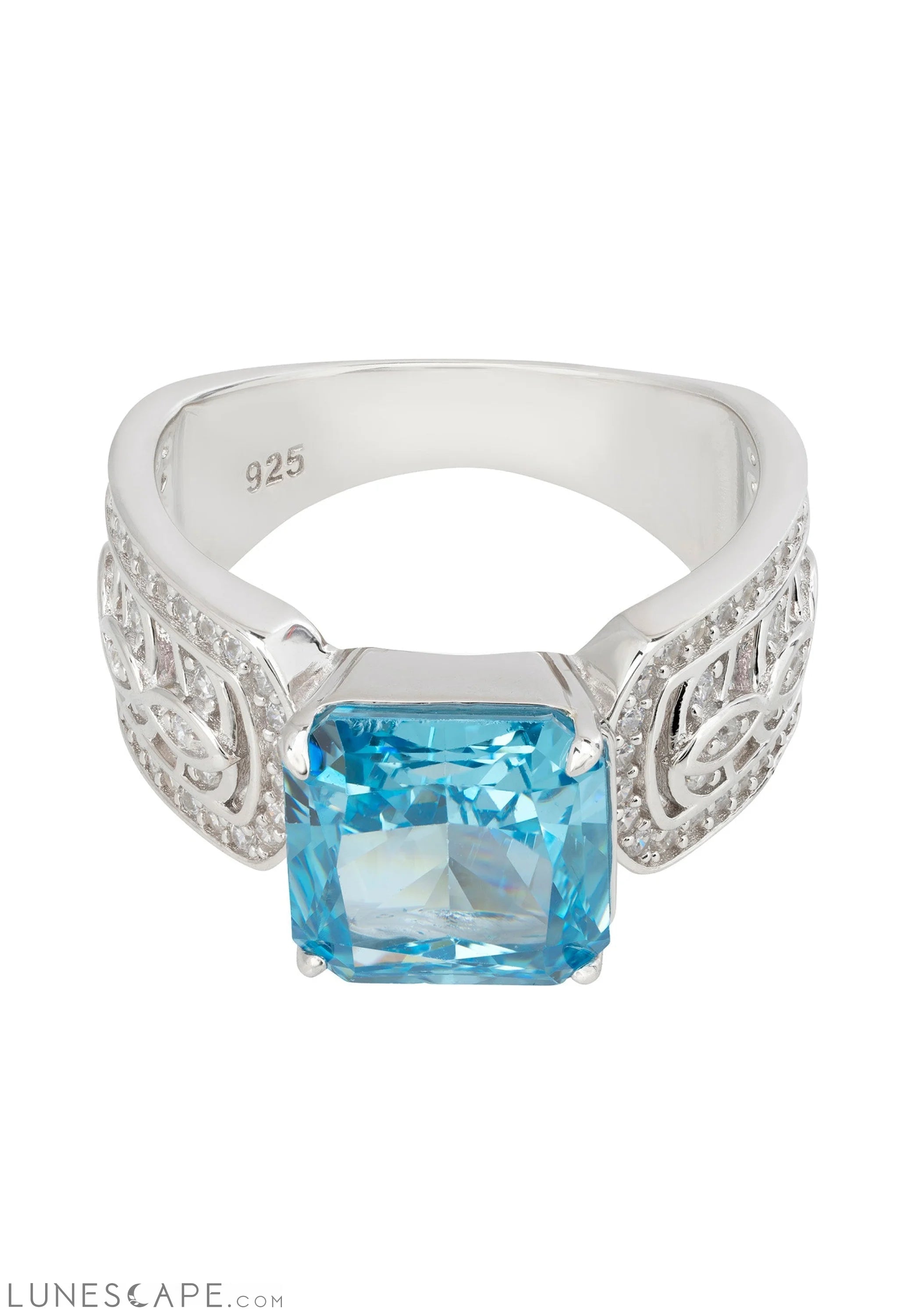 Rowena Cocktail Ring Blue Topaz Silver LUNESCAPE