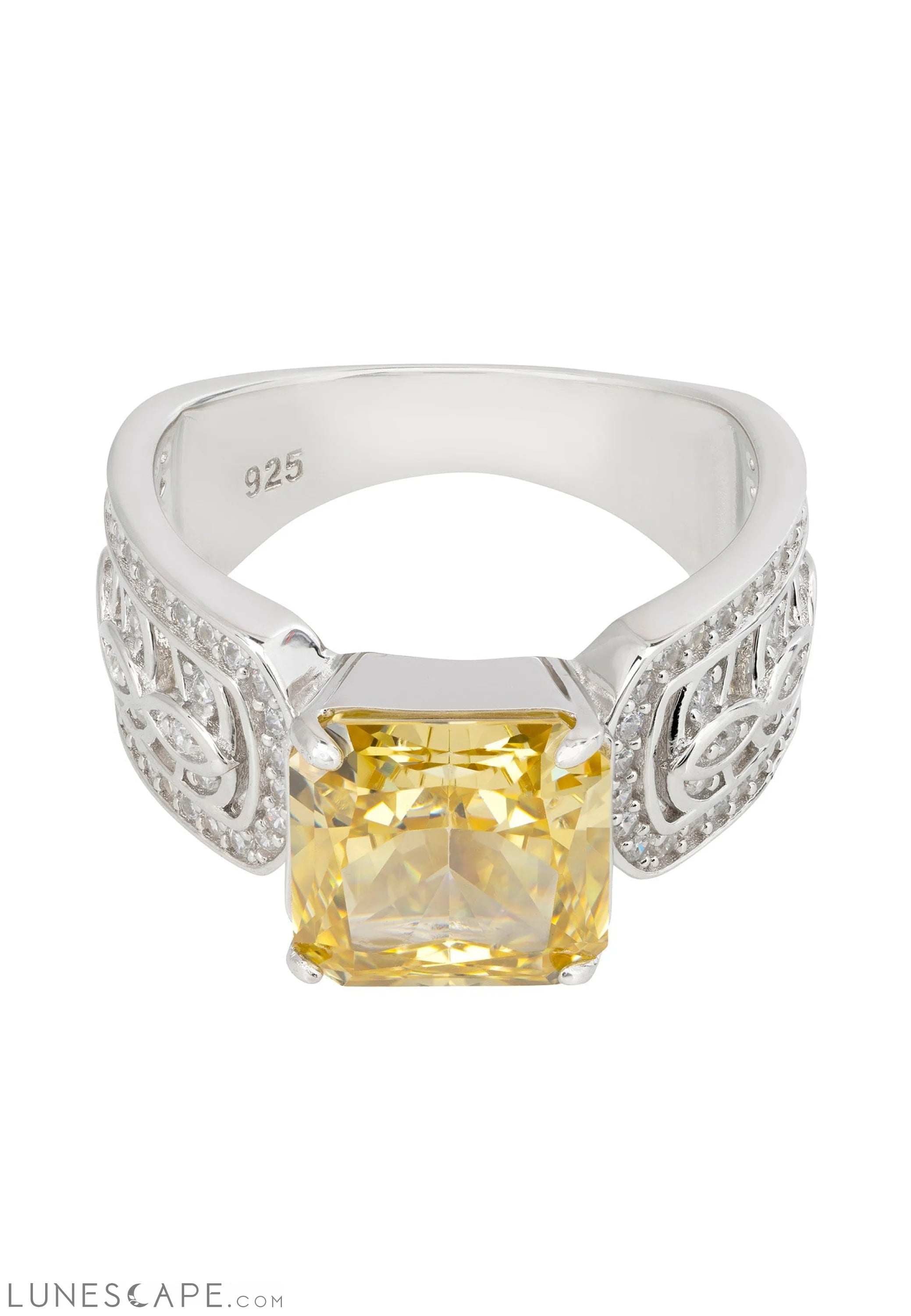 Rowena Cocktail Ring Yellow Topaz Silver LUNESCAPE