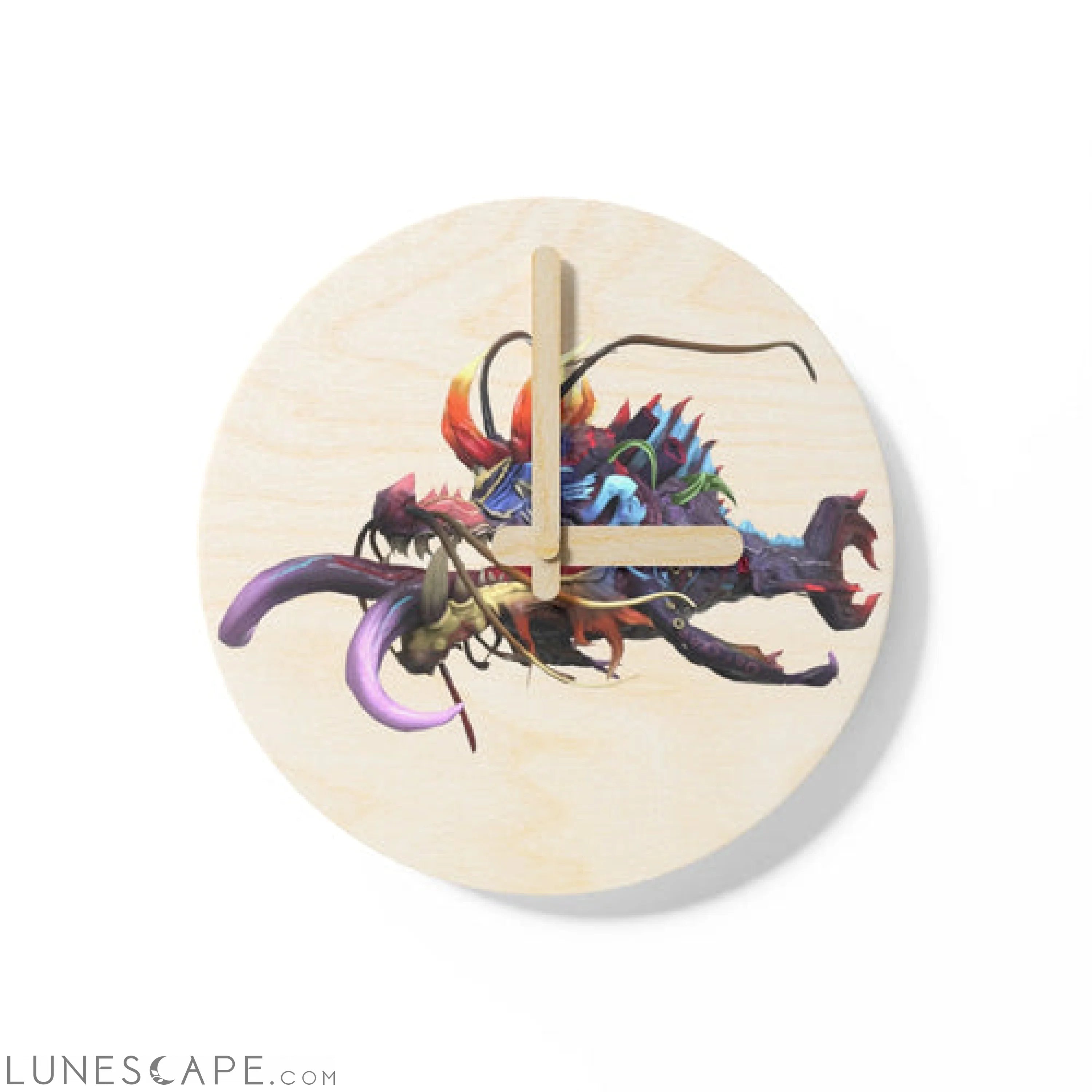 Ryuuk the Fish Dragon God Wooden Wall Clock LUNESCAPE