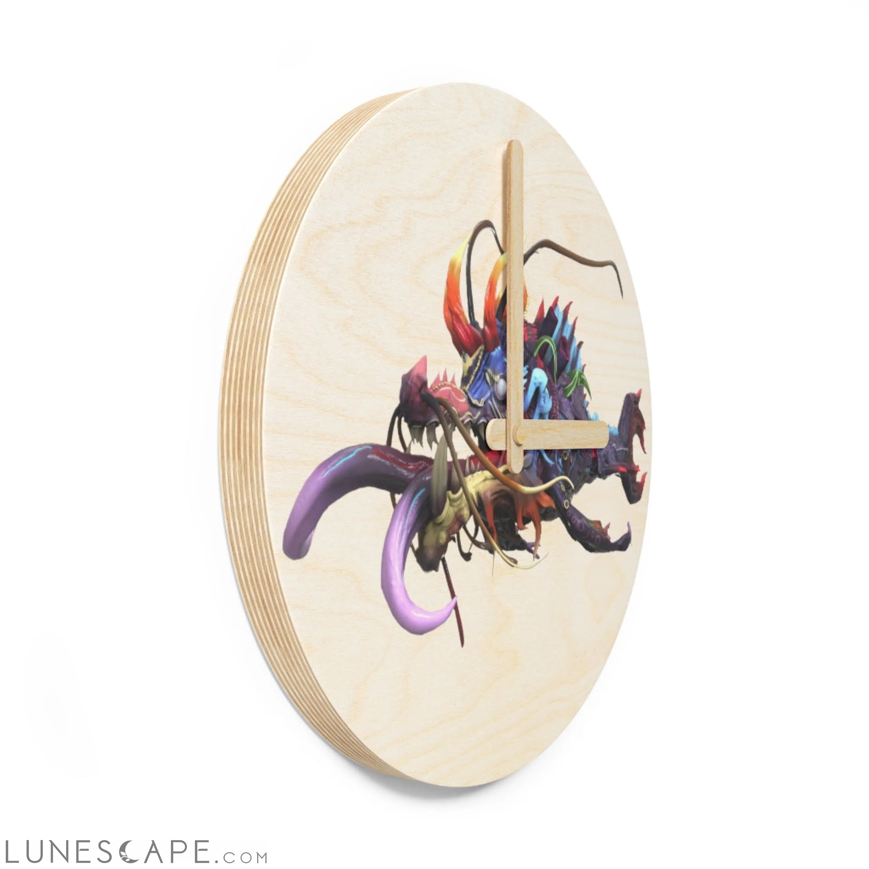 Ryuuk the Fish Dragon God Wooden Wall Clock LUNESCAPE