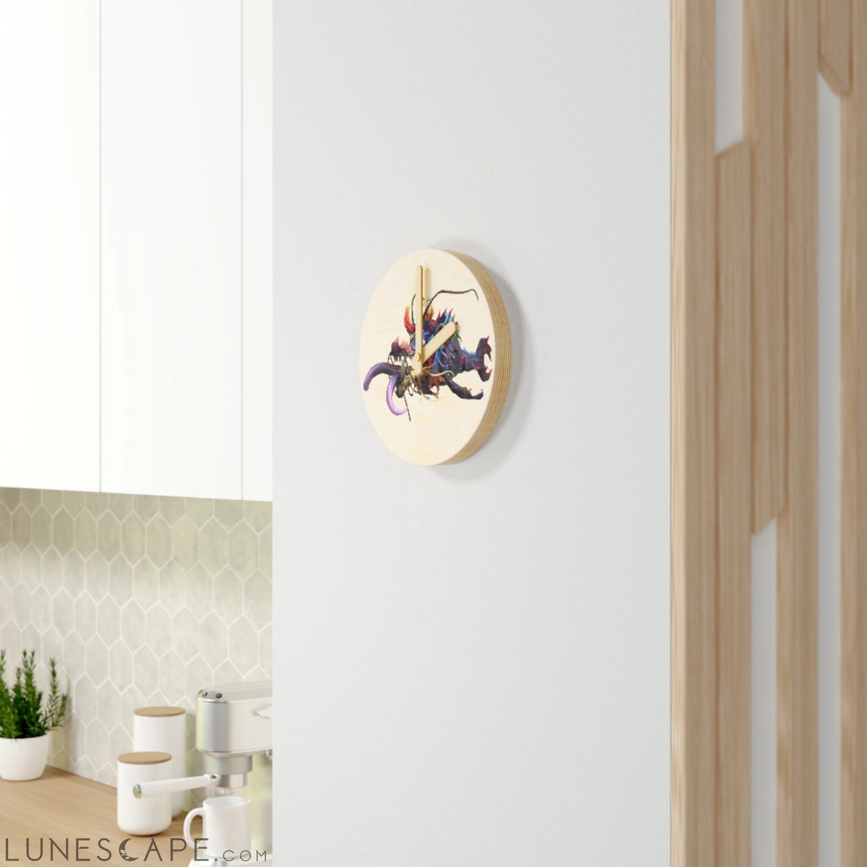 Ryuuk the Fish Dragon God Wooden Wall Clock LUNESCAPE