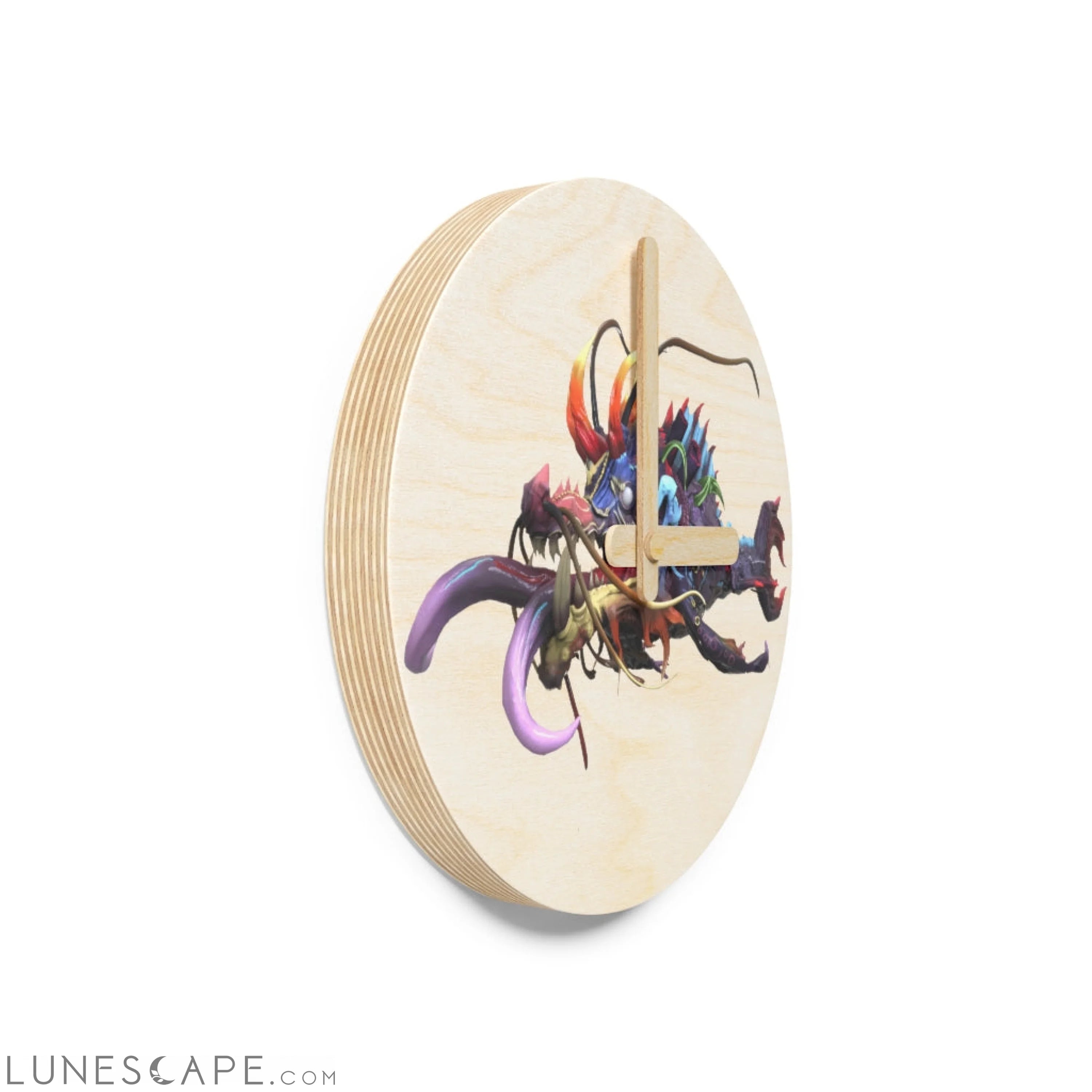Ryuuk the Fish Dragon God Wooden Wall Clock LUNESCAPE